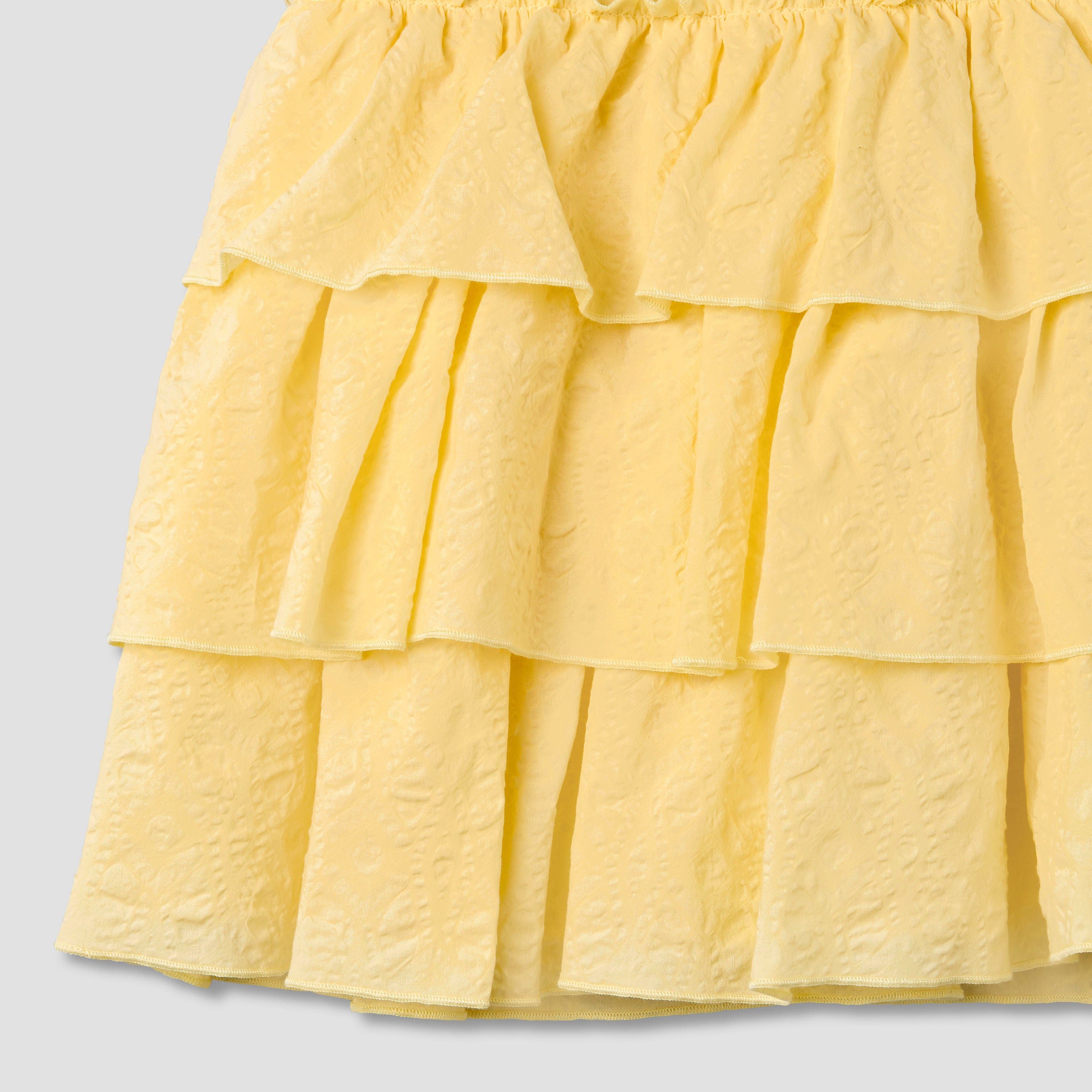 Juniors Round Neck Sleeveless Dress with Ruffles