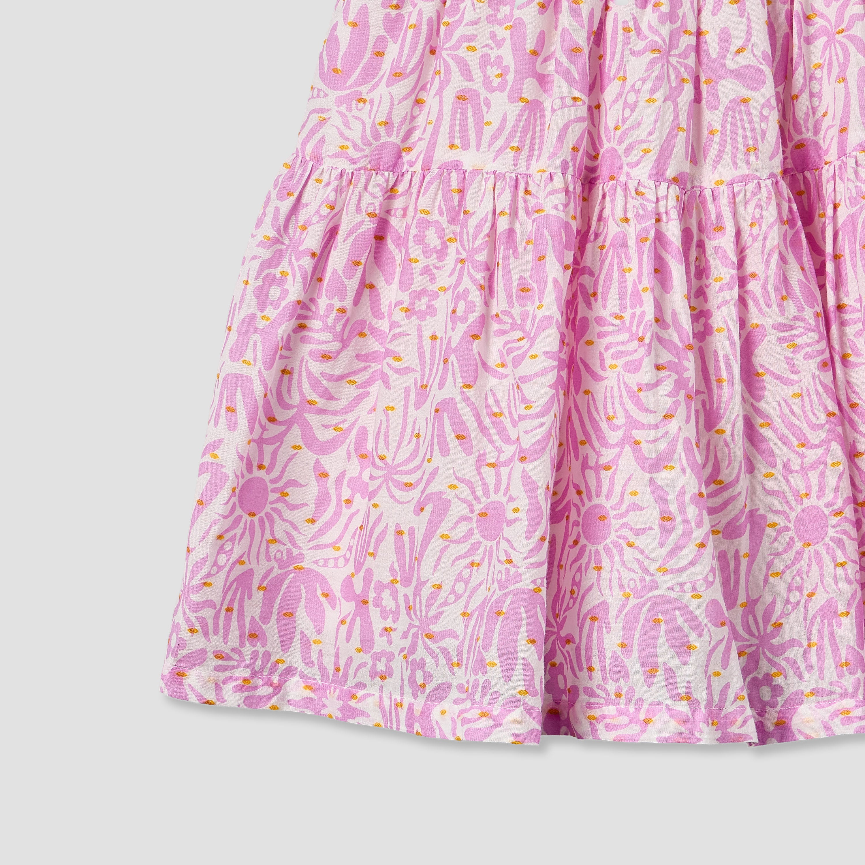 Juniors Round Neck Cap Sleeves Knee Length A-line Dress with Ruffle Trim