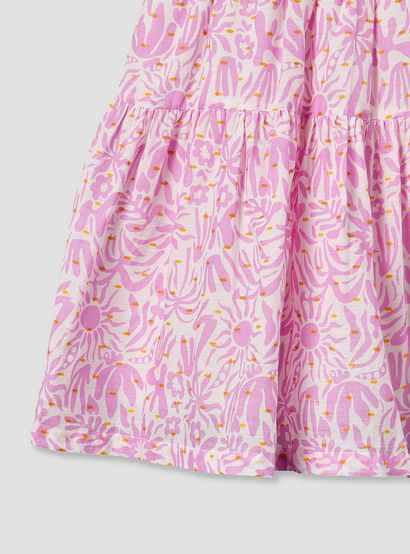 Juniors Round Neck Cap Sleeves Knee Length A-line Dress with Ruffle Trim-baby-girls-clothing-dressesandjumpsuits-image-4