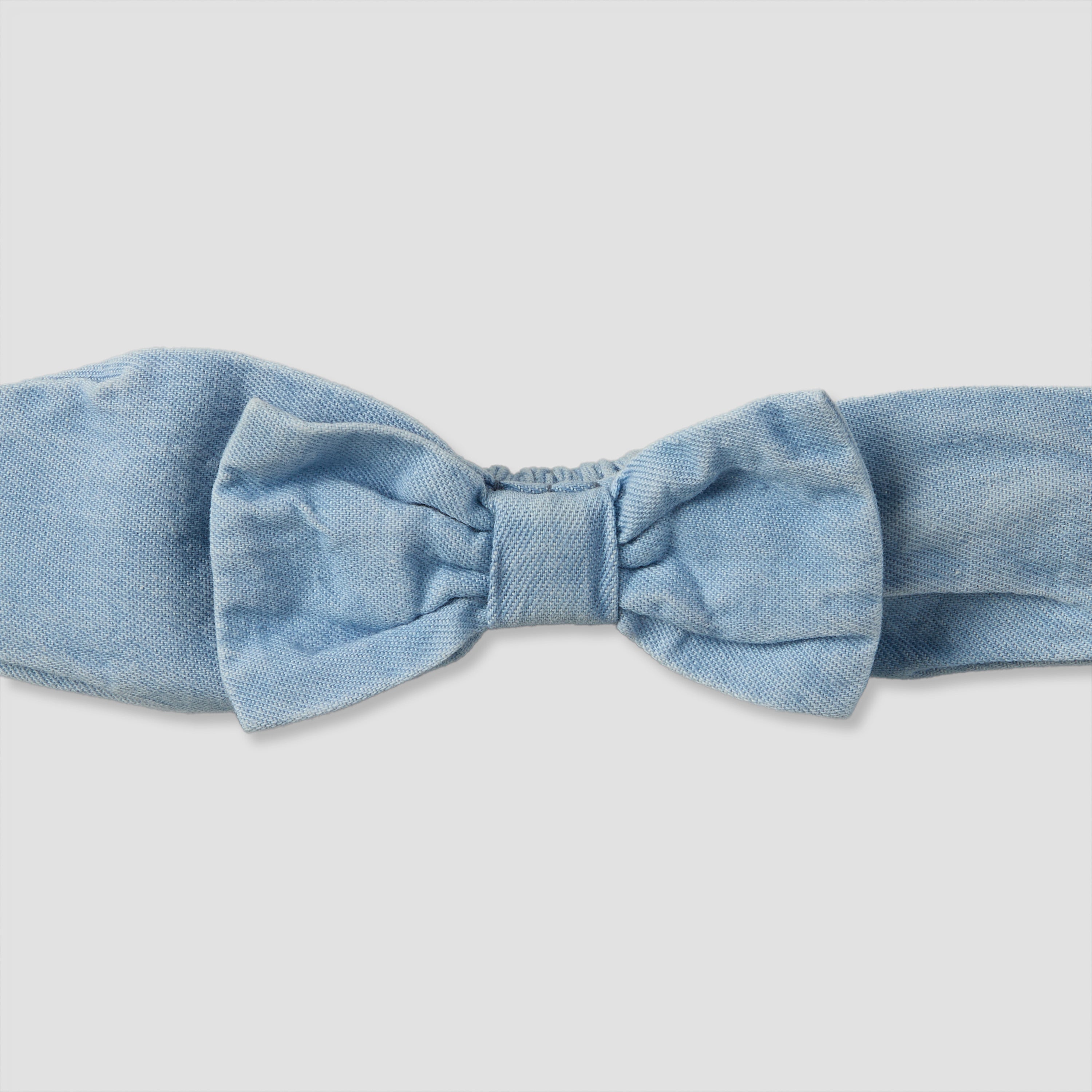 Juniors Round Neck Sleeveless Knee Length A-line Denim Dress with Headband