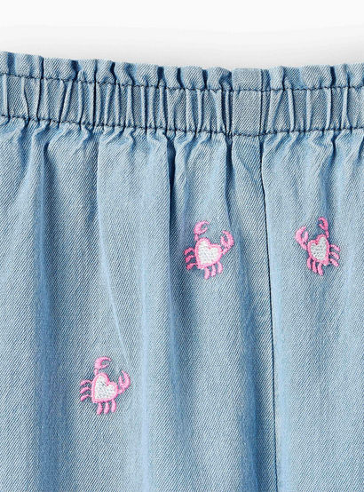 Juniors Crew Neck Short Sleeves Top and Denim Joggers Set with Turtle Print-baby-girls-clothing-setsandcoords-image-7