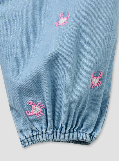 Juniors Square Neck Sleeveless Dungaree with Crab Embroidery-baby-girls-clothing-rompers-image-5