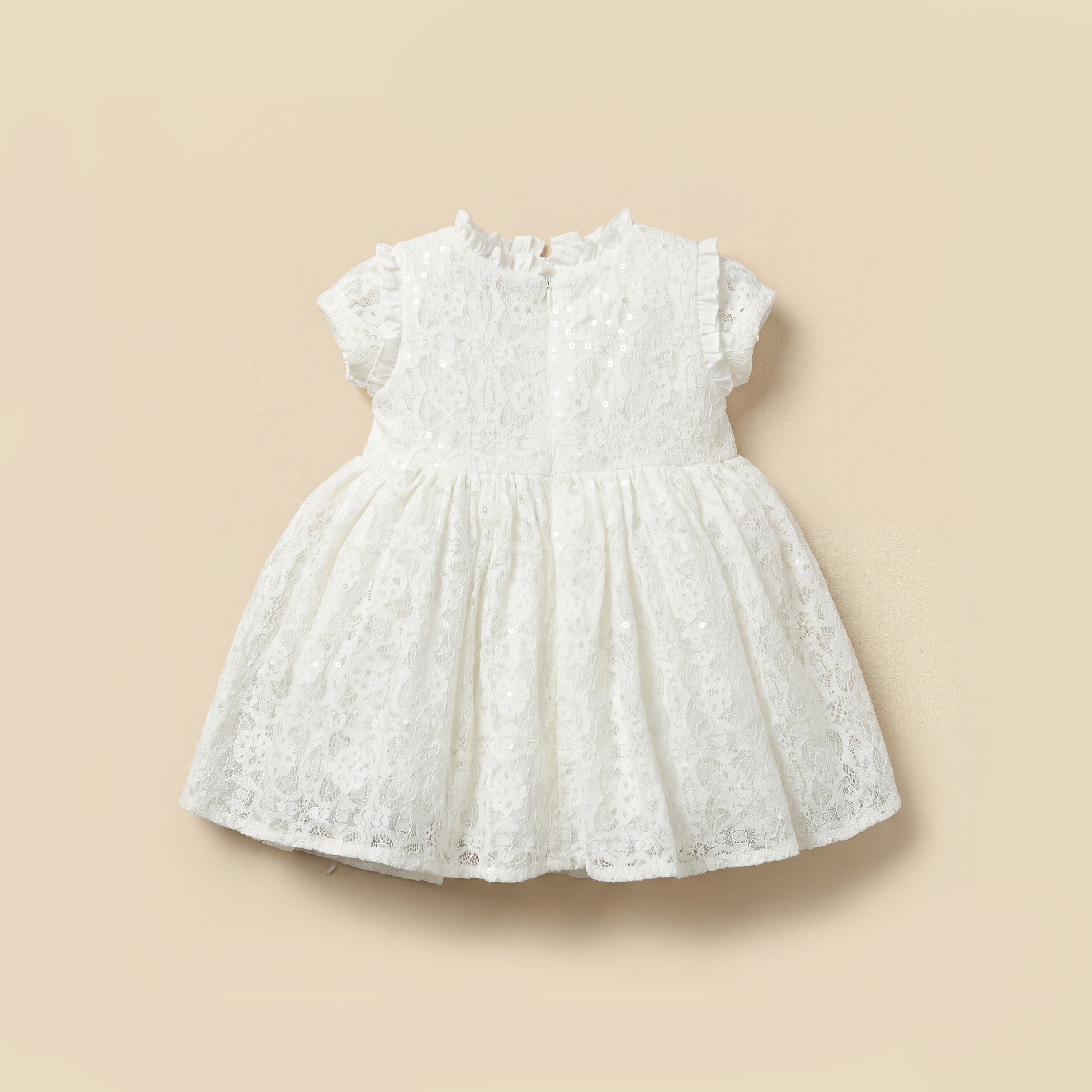 Juniors Ruffle Neck Sleeveless Dress with Bloomers and Sequin Embellished