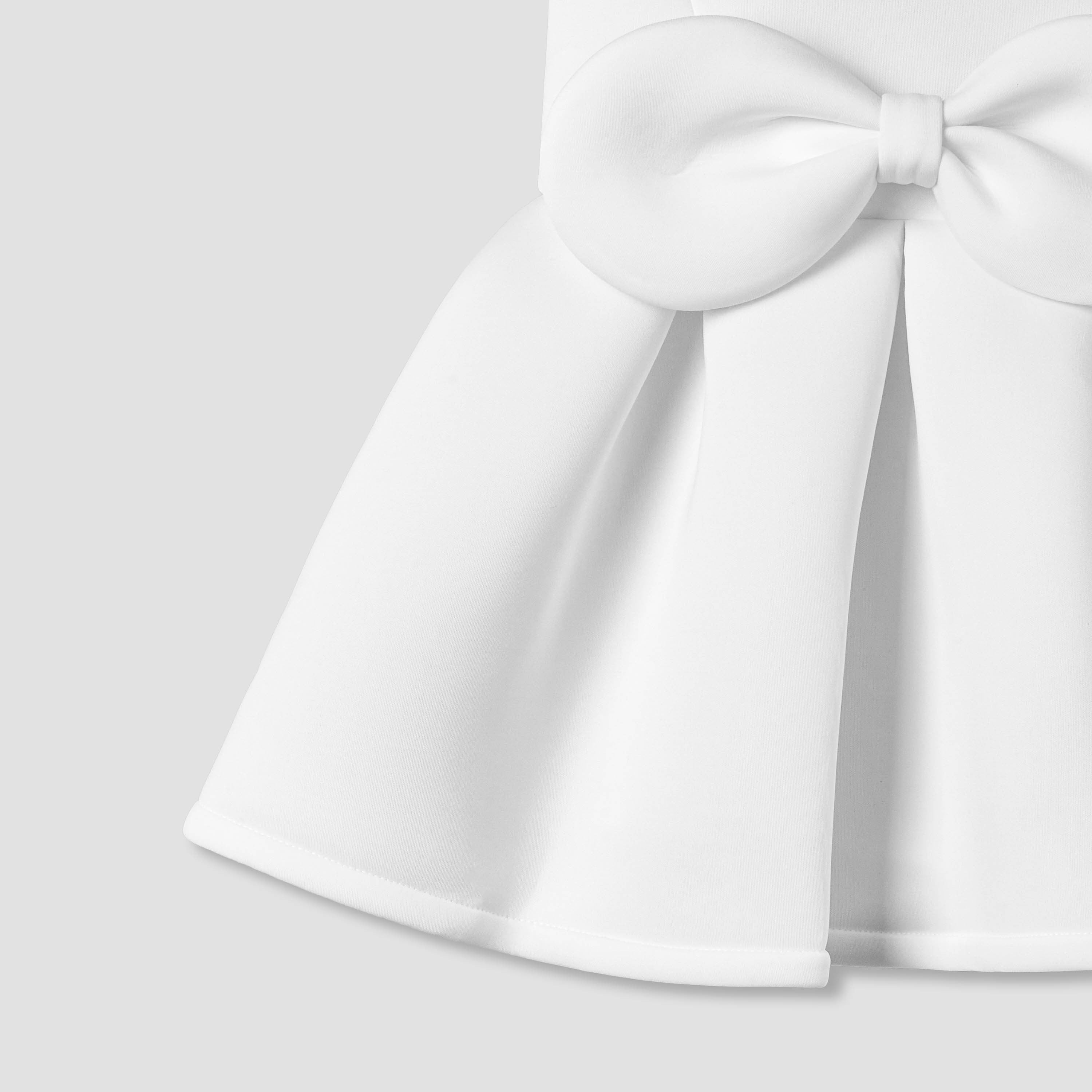 Juniors Round Neck Sleeveless Dress with Bow Accent