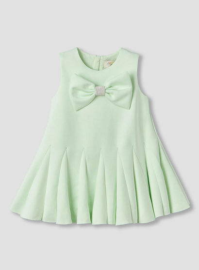 Juniors Round Neck Sleeveless Dress with Bow Accent-baby-girls-clothing-dressesandjumpsuits-image-2