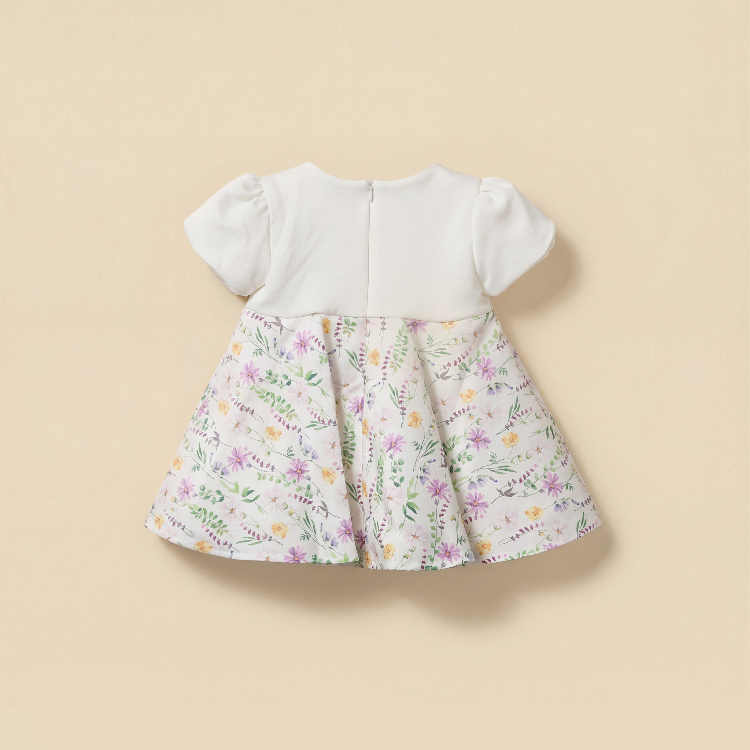 Juniors Round Neck Short Sleeves A-Line Dress with Floral Print