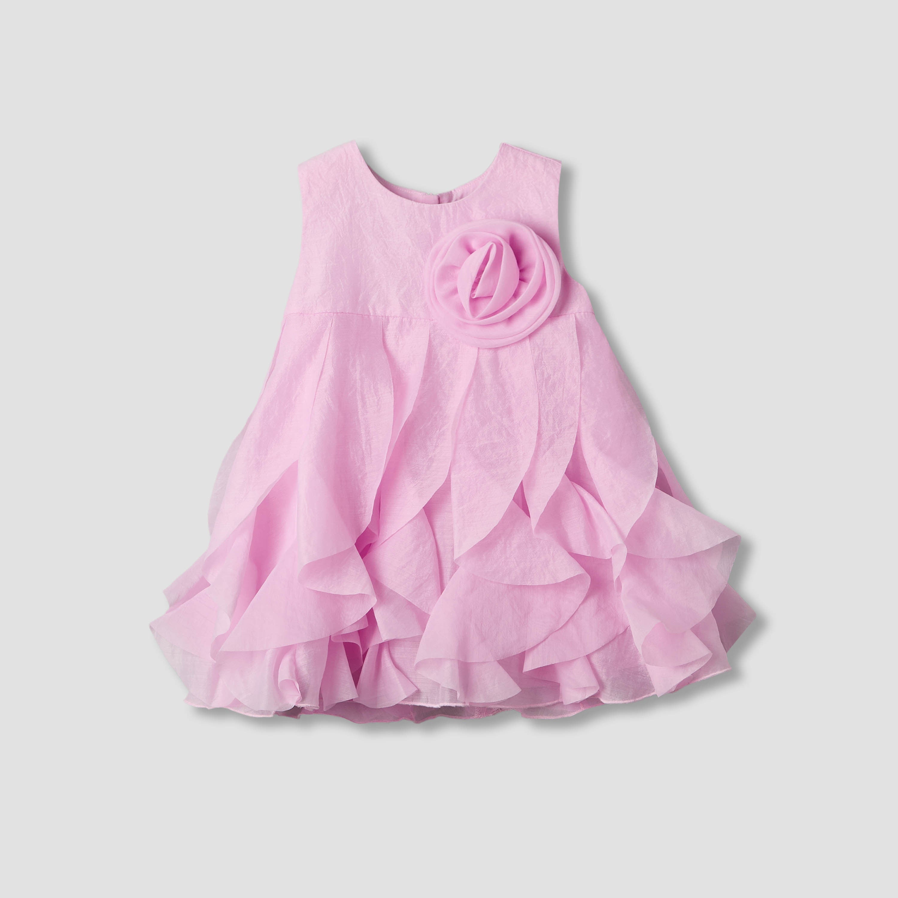 Juniors Round Neck Sleeveless Dress with Ruffles