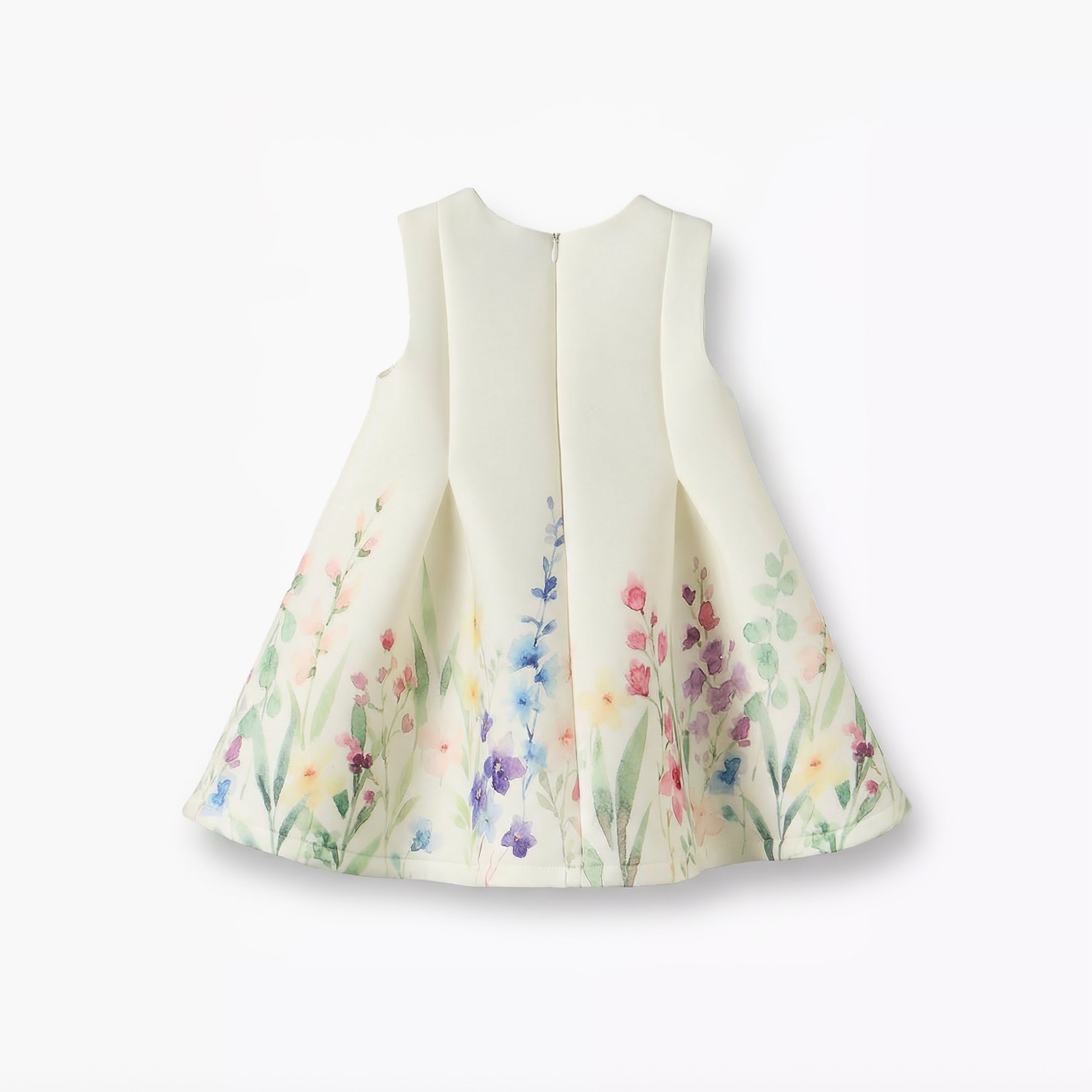 Juniors Round Neck Sleeveless Dress with Floral Print