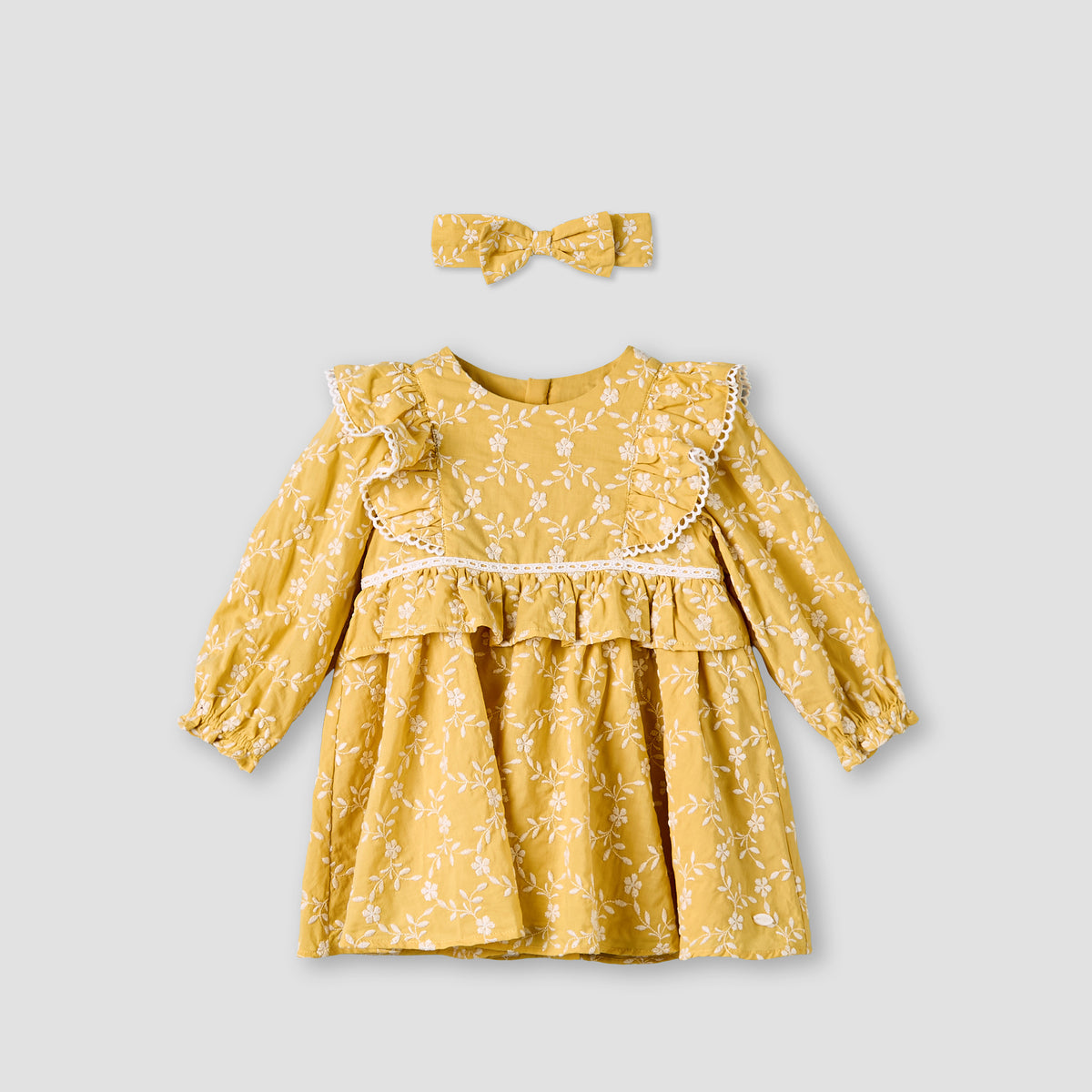 Giggles Round Neck Long Sleeve Dress with Hairband