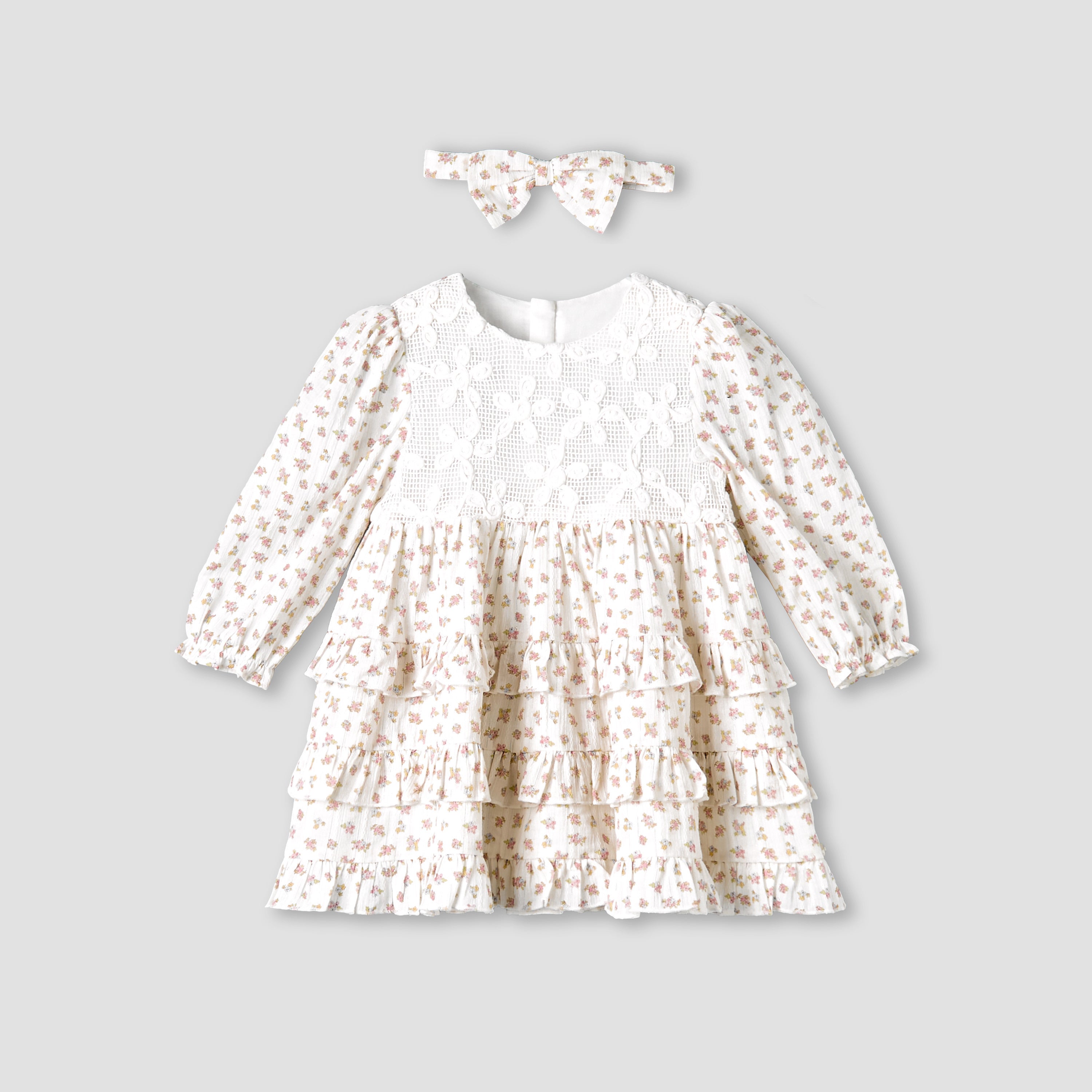 Giggles Round Neck Long Sleeve Dress with Hairband