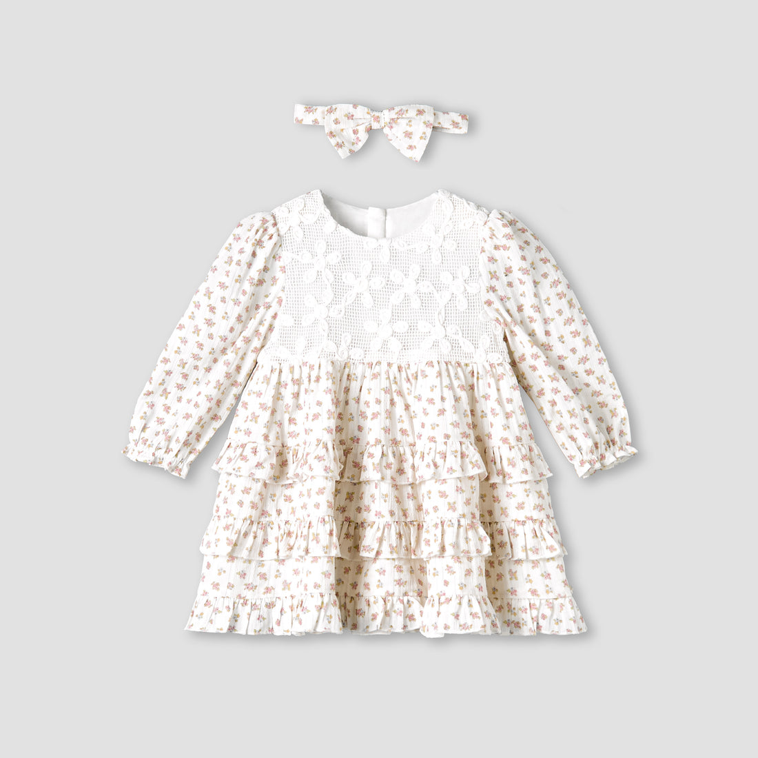Giggles Round Neck Long Sleeve Dress with Hairband