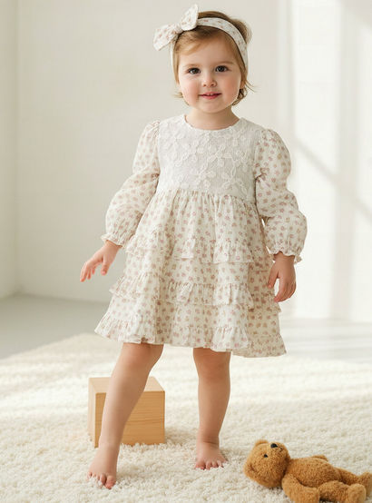 Giggles Round Neck Long Sleeve Dress with Hairband-baby-girls-clothing-dressesandjumpsuits-image-1