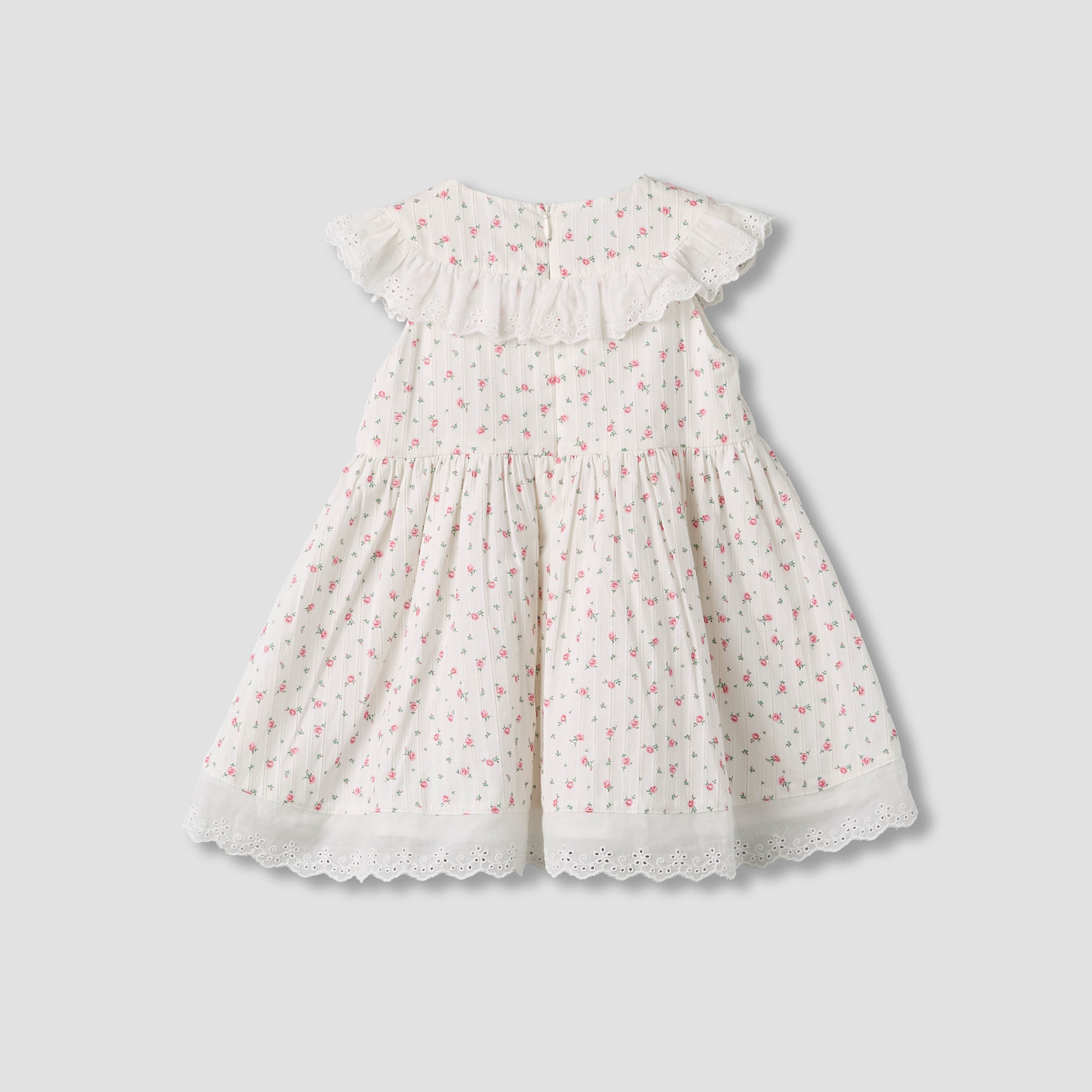 Giggles Round Neck Sleeveless A-line Dress and Headband with Floral Print