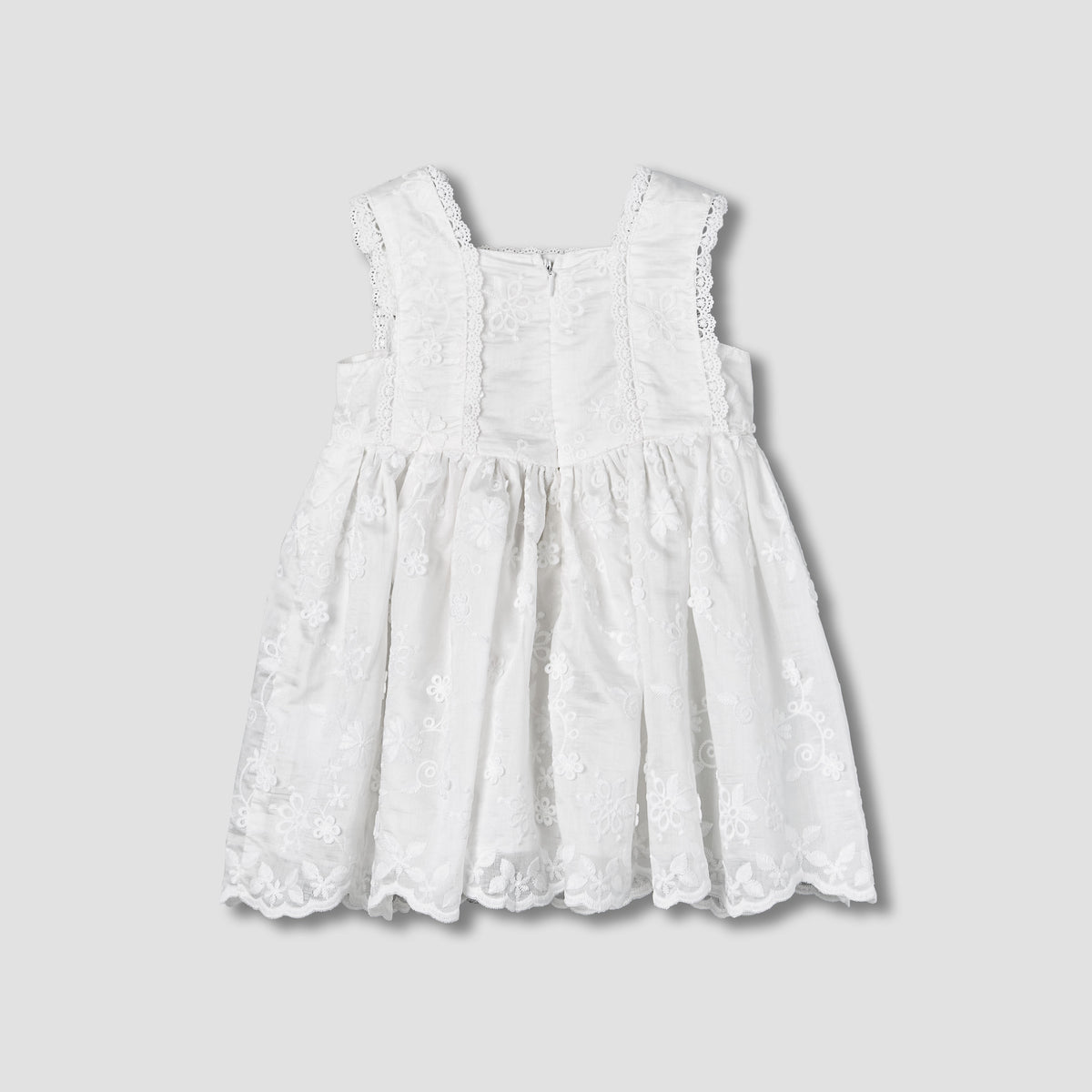 Giggles Square Neck Sleeveless A-line Dress with Lace Design