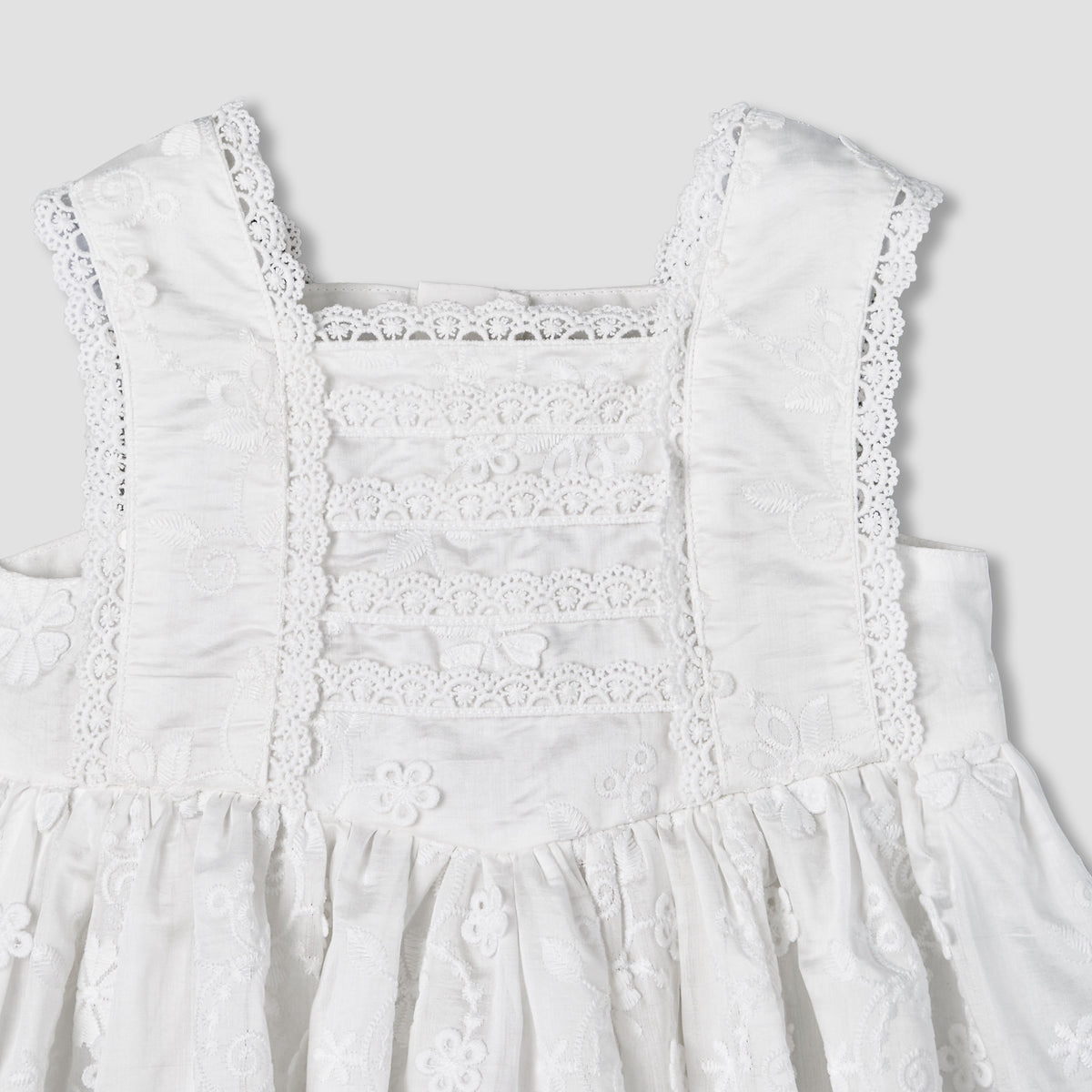 Giggles Square Neck Sleeveless A-line Dress with Lace Design