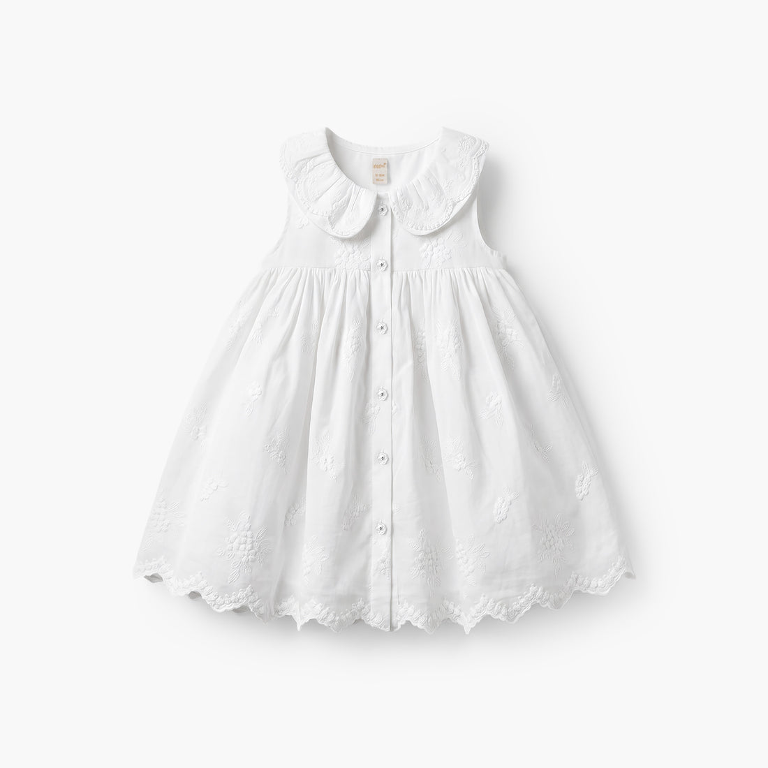 Giggles Collared Sleeveless Knee Length A-Line Dress with Embroidery