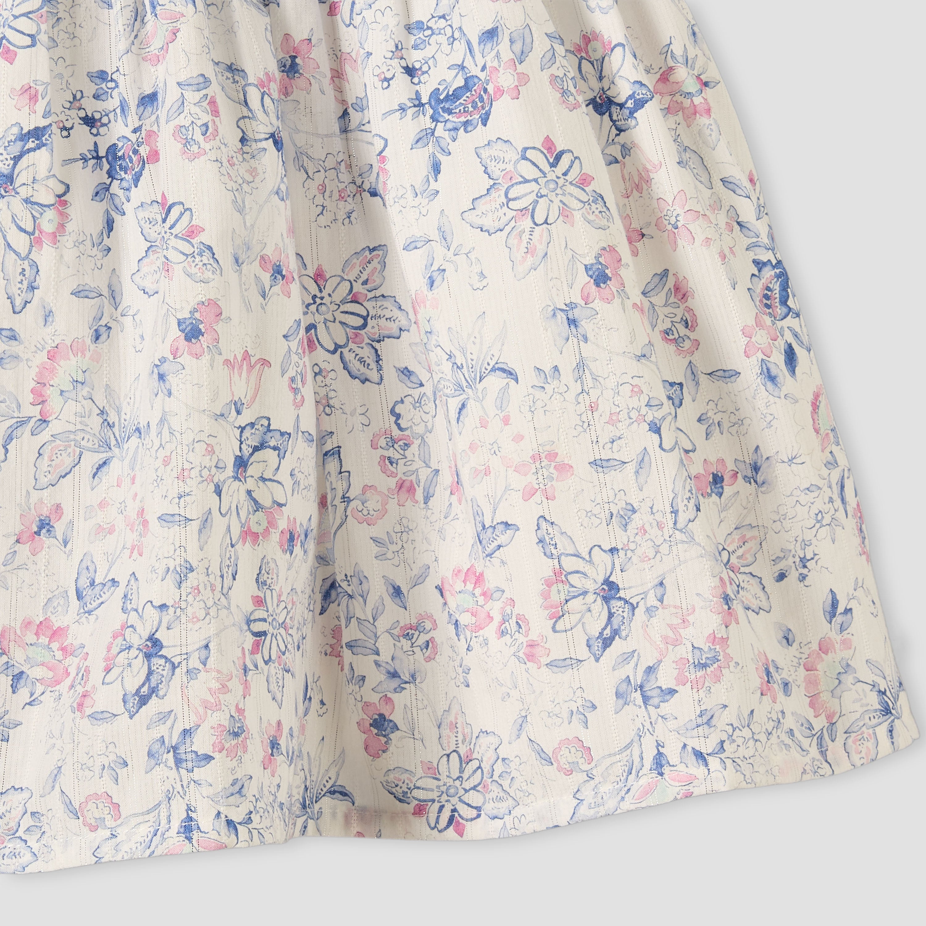 Giggles Round Neck Short Sleeves Knee-Length Dress with Floral Print