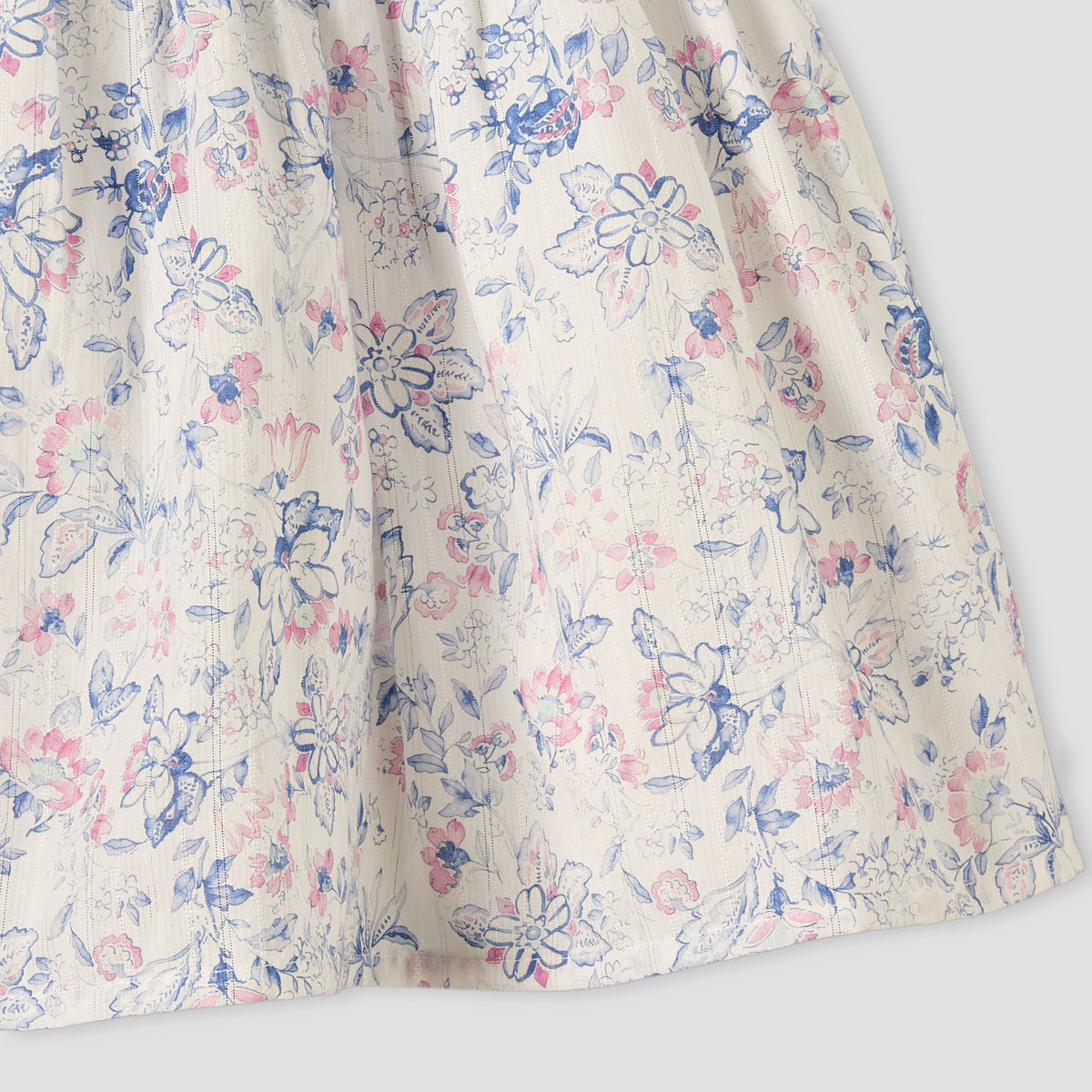 Giggles Round Neck Short Sleeves Knee-Length Dress with Floral Print