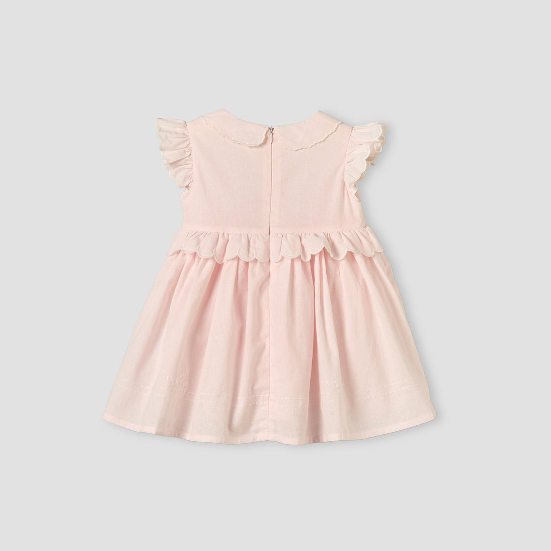 Giggles Peter Pan Collar Sleeveless Knee-Length Dress with Floral Embroidery