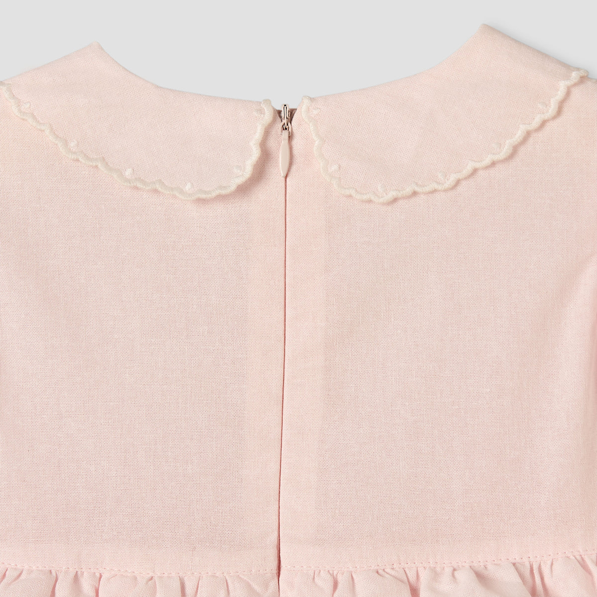 Giggles Peter Pan Collar Sleeveless Knee-Length Dress with Floral Embroidery
