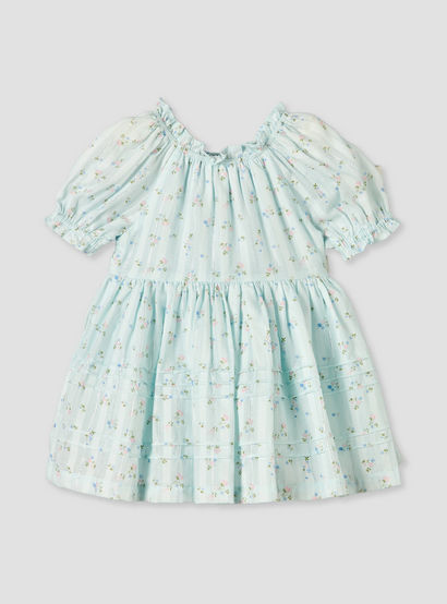 Giggles Round Neck Short Sleeve Knee-Length Dress with Floral Print-baby-girls-clothing-dressesandjumpsuits-image-3