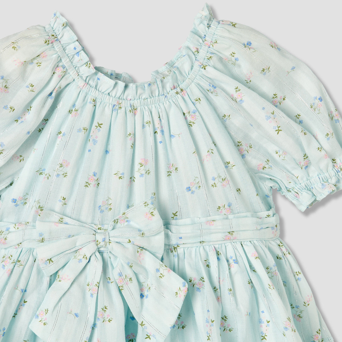 Giggles Round Neck Short Sleeve Knee-Length Dress with Floral Print