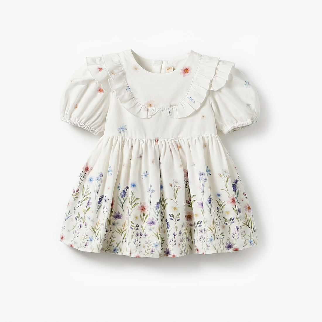 Giggles Round Neck Short Sleeves A-line Dress with Floral Print