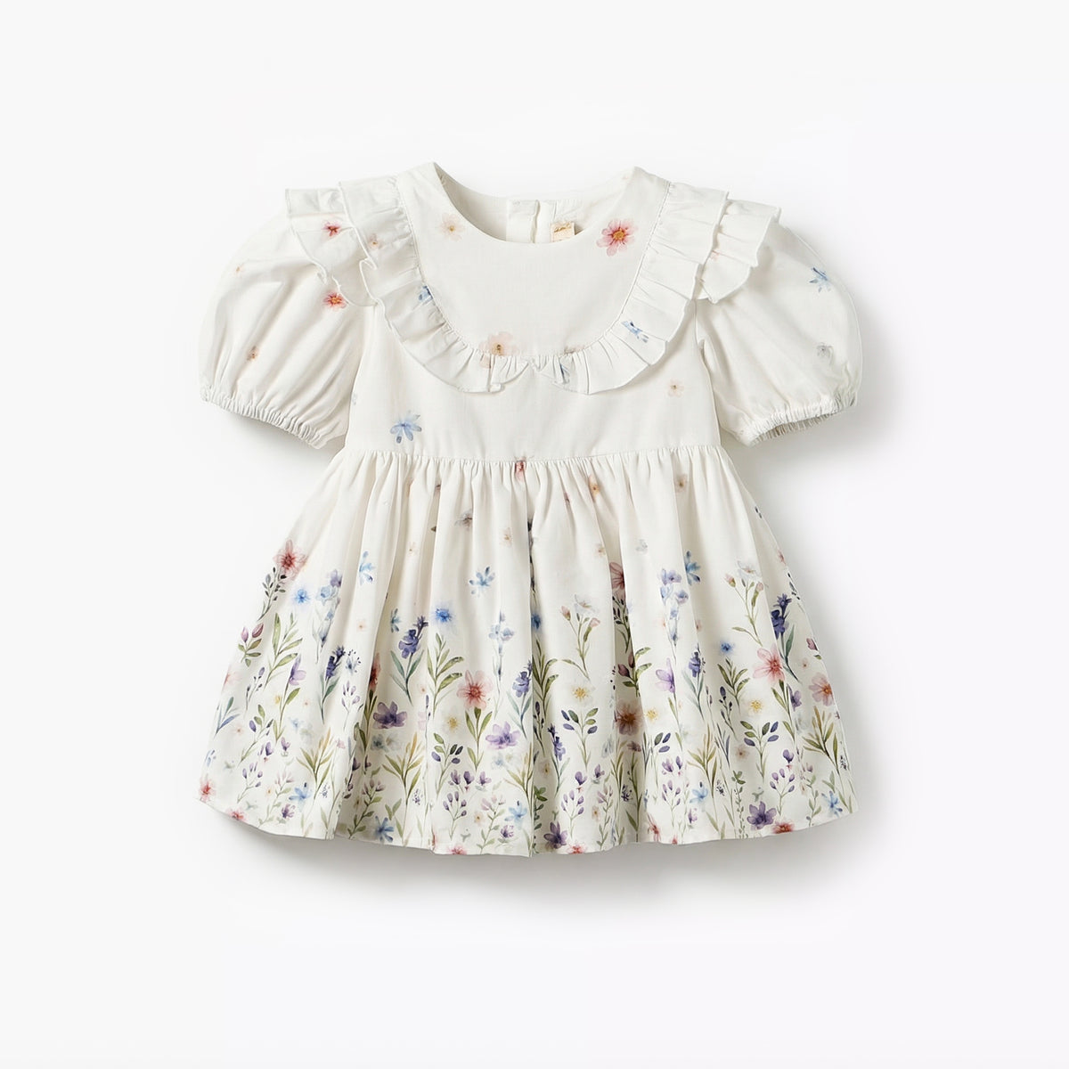 Giggles Round Neck Short Sleeves A-line Dress with Floral Print