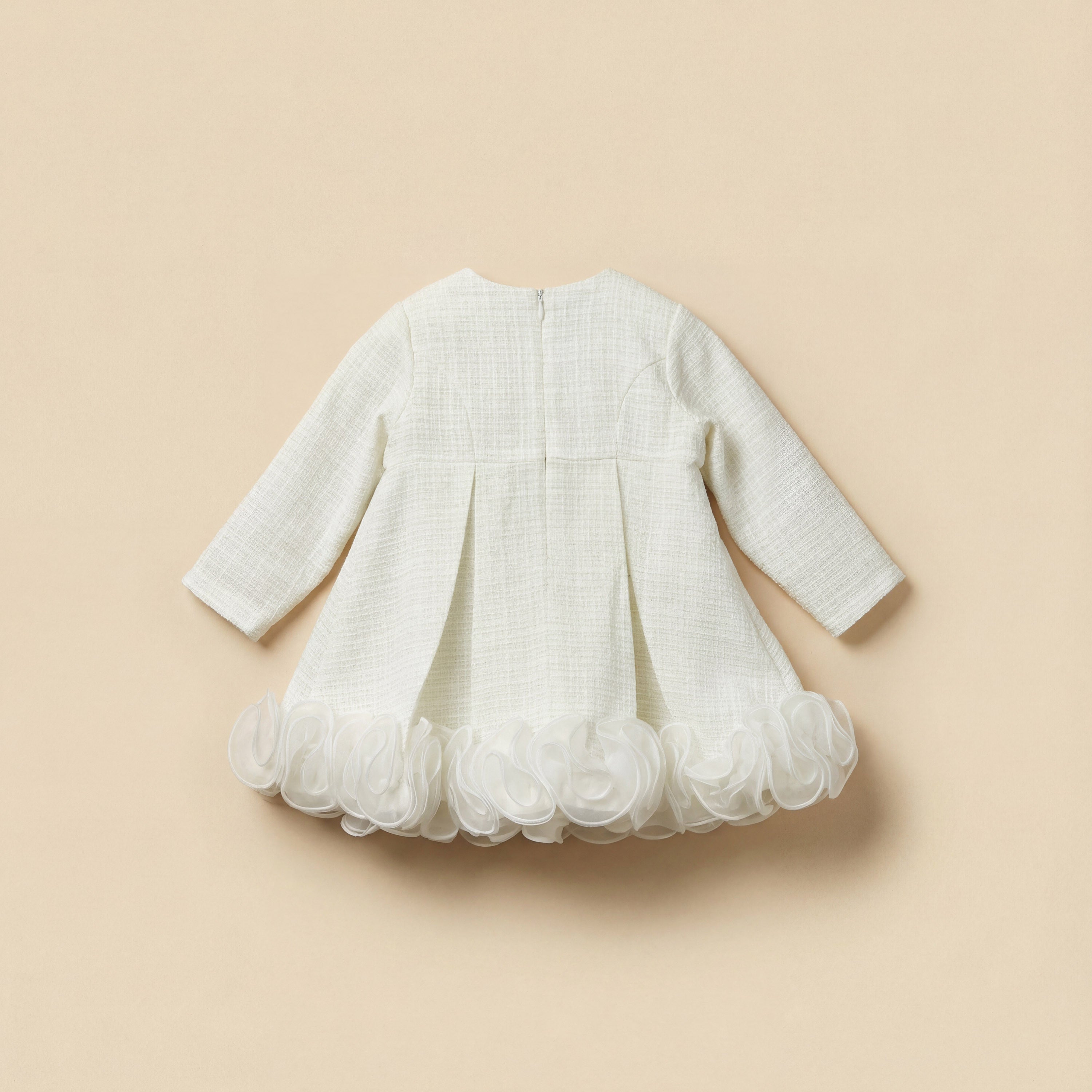 Giggles Round Neck Long Sleeves Dress with Ruffle Detail