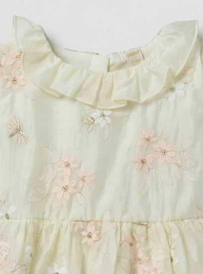 Giggles Round Neck Sleeveless Skater Dress with Floral Embroidery-baby-girls-clothing-dressesandjumpsuits-image-4