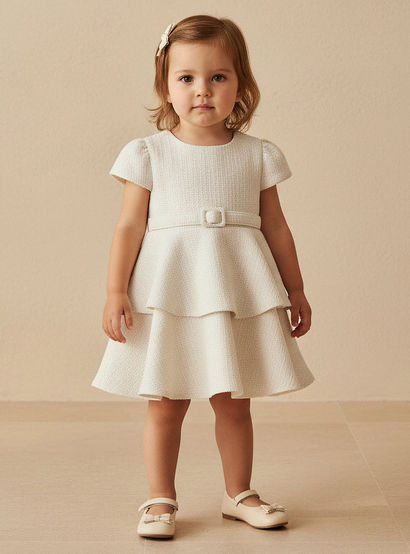 Giggles Round Neck Short Sleeves Empire Dress with Belt Detail-baby-girls-clothing-dressesandjumpsuits-image-1