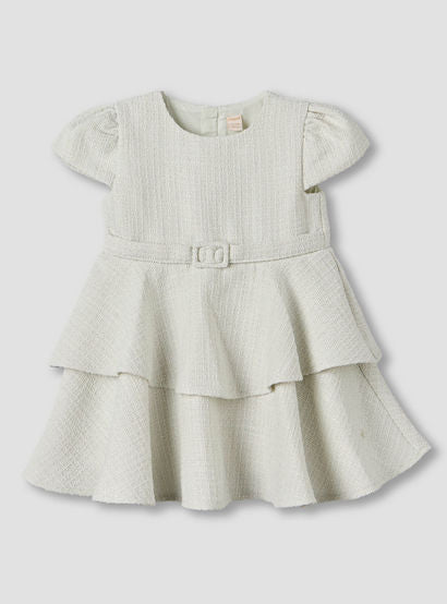 Giggles Round Neck Short Sleeves Empire Dress with Belt Detail-baby-girls-clothing-dressesandjumpsuits-image-2