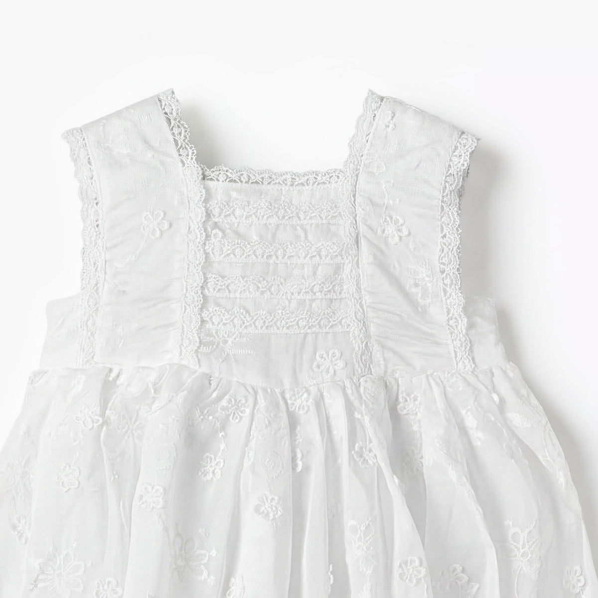 Giggles Square Neck Sleeveless A-line Dress with Floral Embroidery