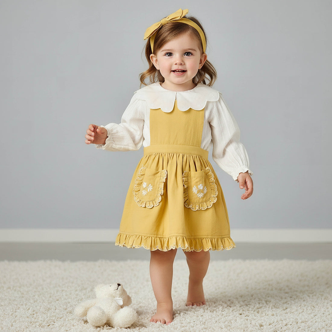 Set of 3 Giggles Clothing Gift Set with Embroidered Detail - Yellow / 18-24 mths