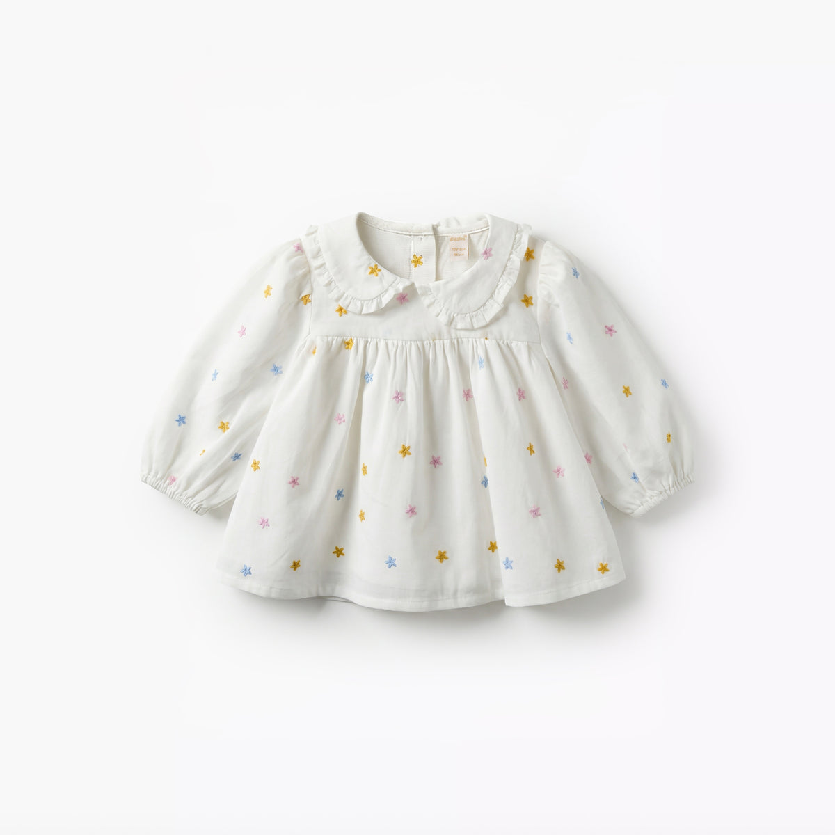 Giggles Peter Pan Collar Long Sleeves Top and Pants Set with Floral Embroidery