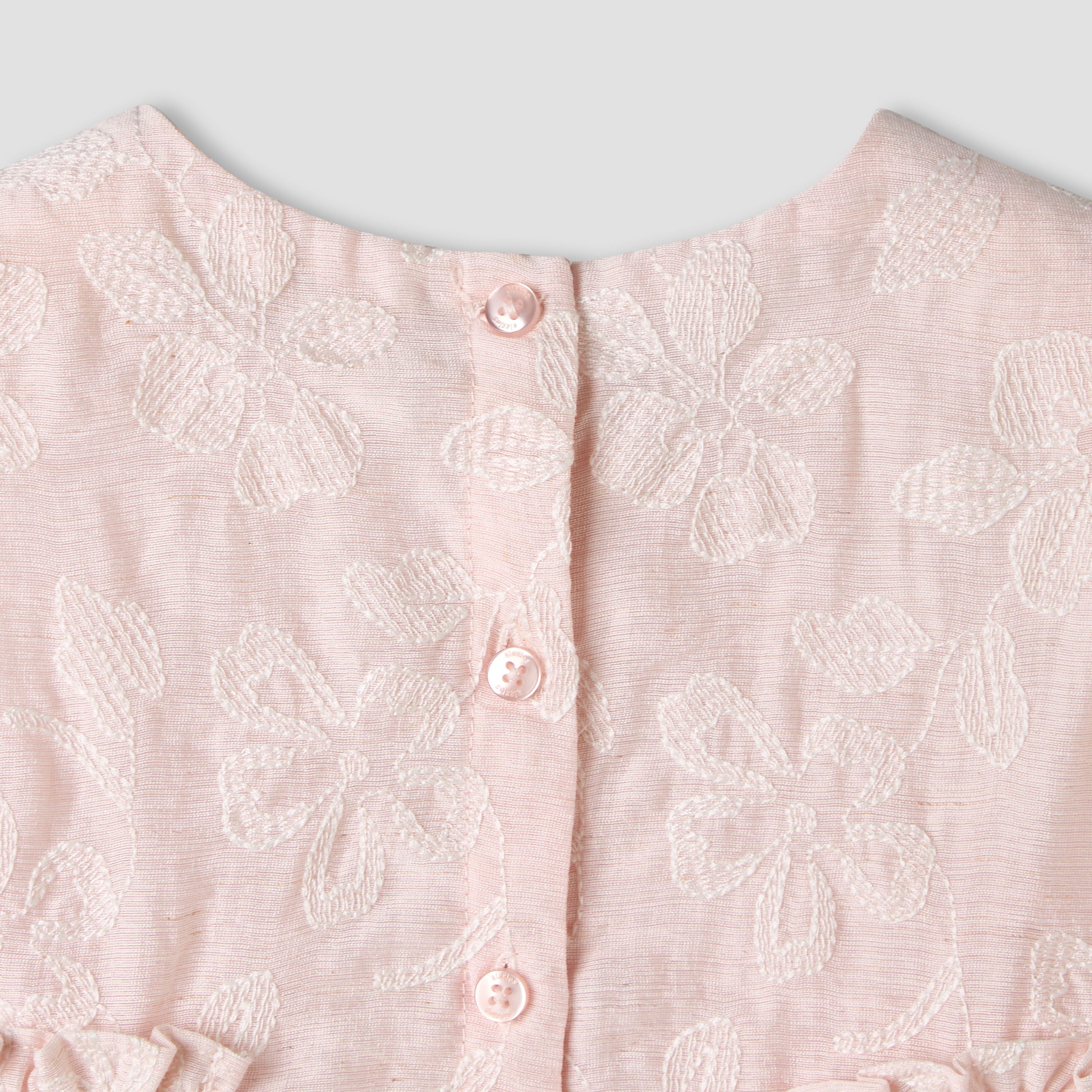 Giggles Round Neck Sleeveless Peplum Top and Shorts Set with Floral Embroidery