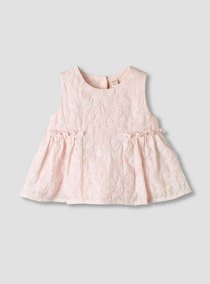 Giggles Round Neck Sleeveless Peplum Top and Shorts Set with Floral Embroidery-baby-girls-clothing-setsandcoords-image-3