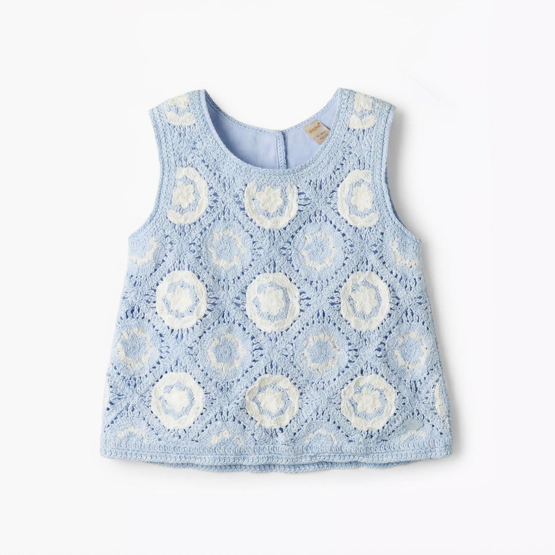 Giggles Round Neck Sleeveless Crochet Top and Shorts Set with Hairband