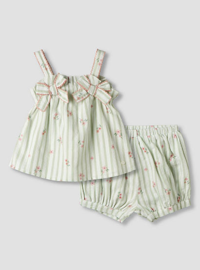 Giggles Square Neck Straps Sleeve Top and Shorts Set with Floral Print-baby-girls-clothing-setsandcoords-image-2