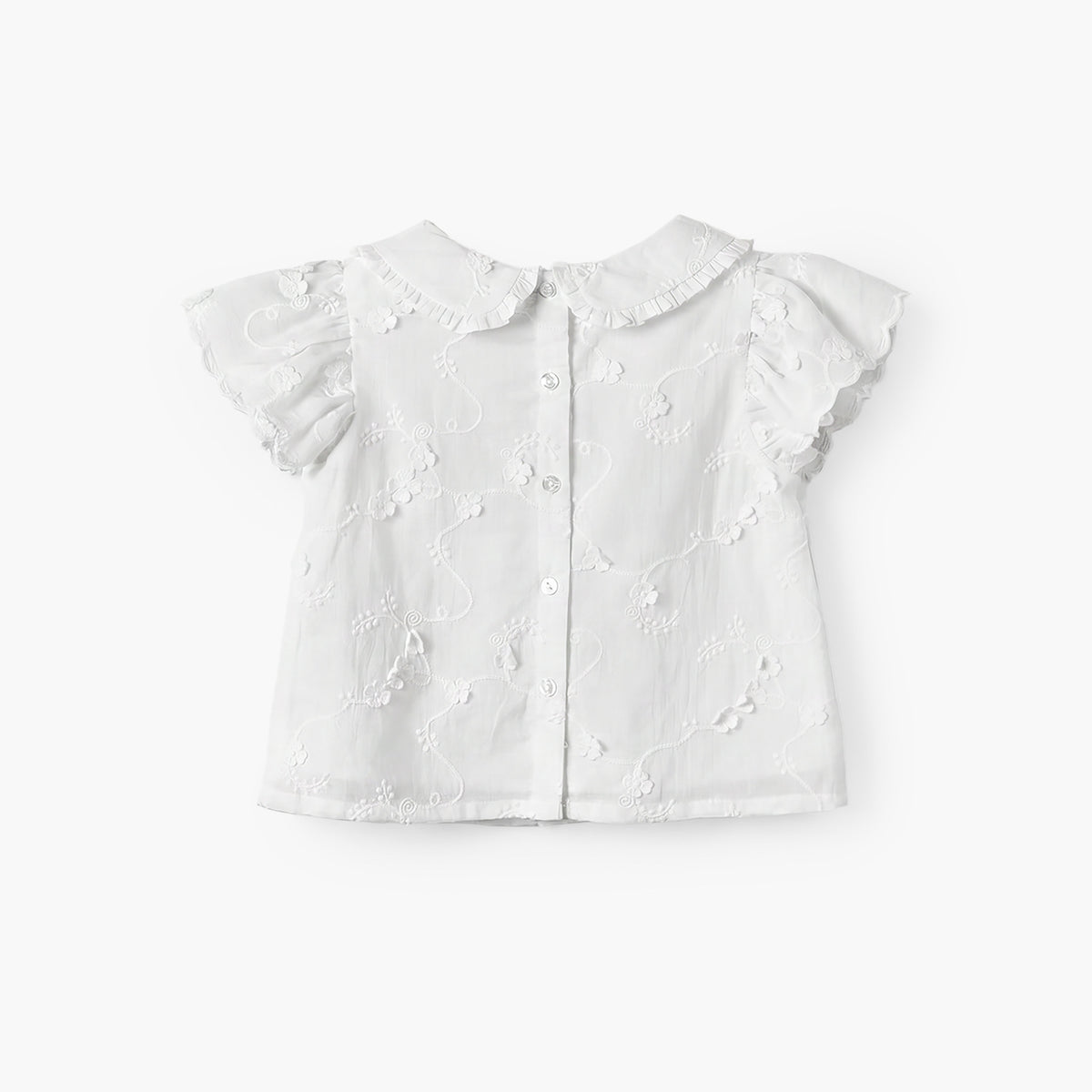 Giggles Round Neck Short Sleeves Top and Pants Set with Floral Embroidery