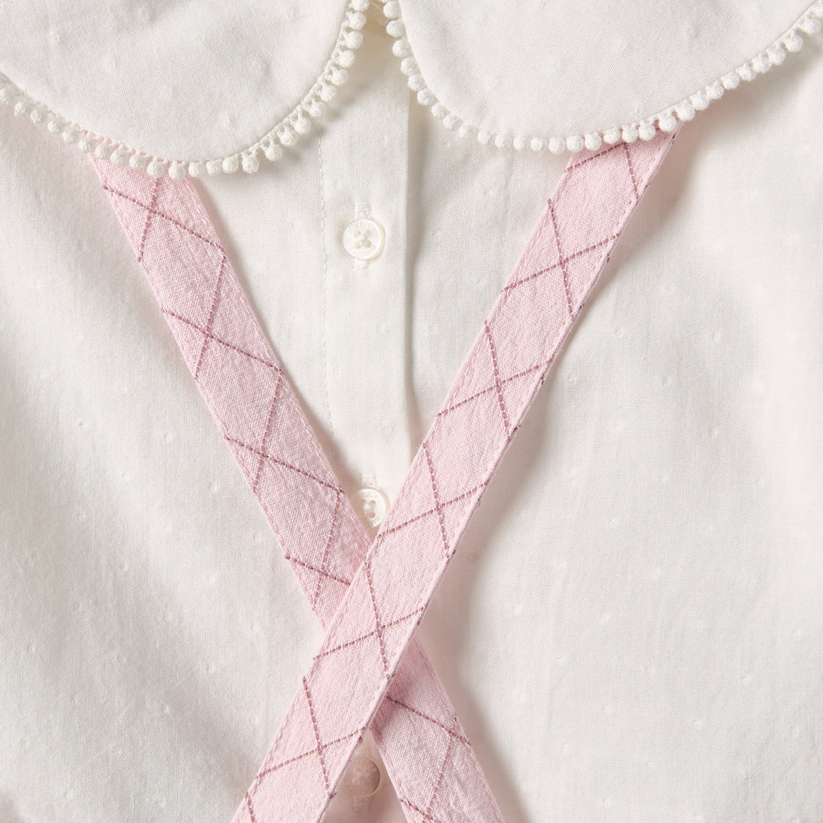 Giggles Peter Pan Collar Short Sleeves Top and Pinafore Set with Floral Embroidery