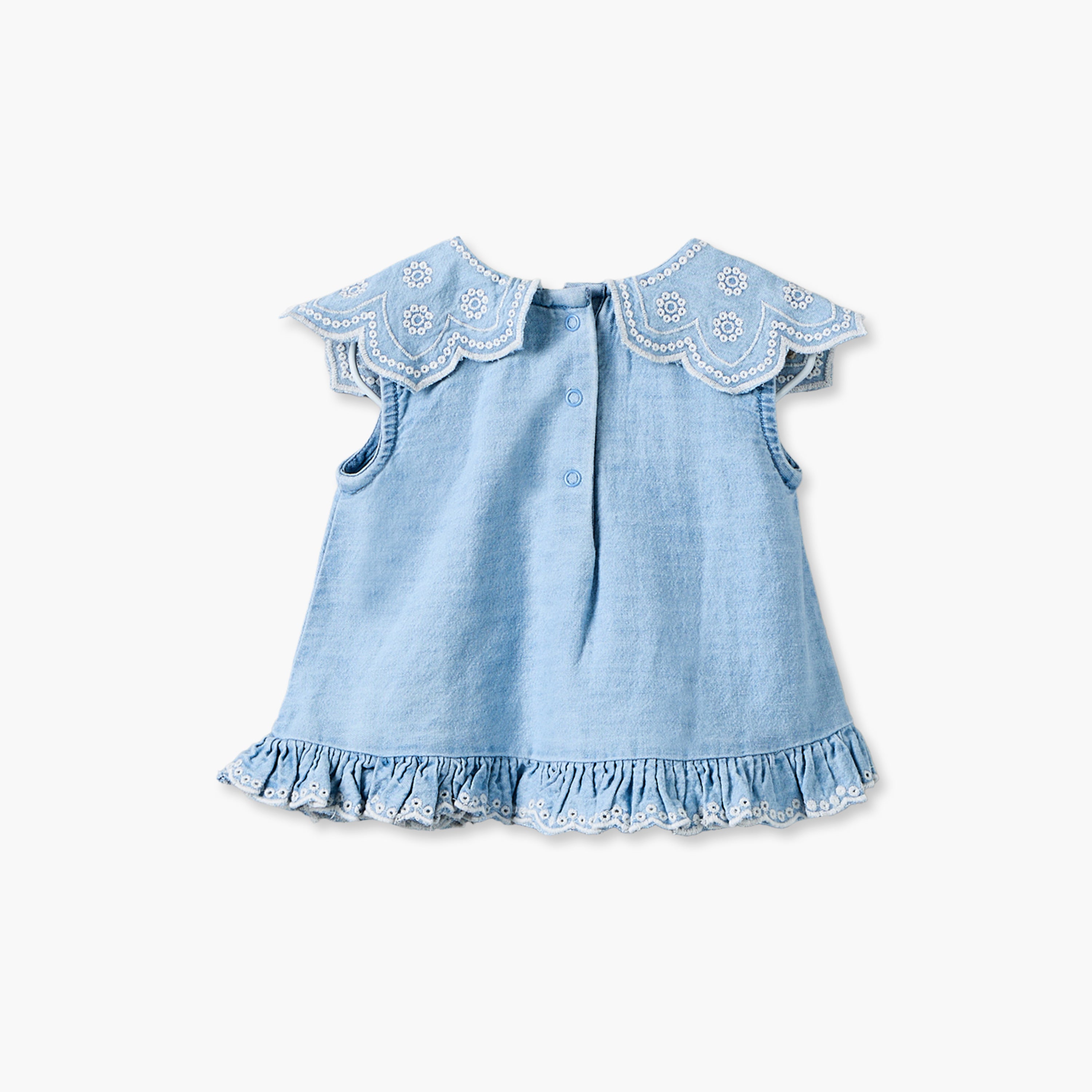 Giggles Collared Sleeveless Top and Pants Set with Embroidery
