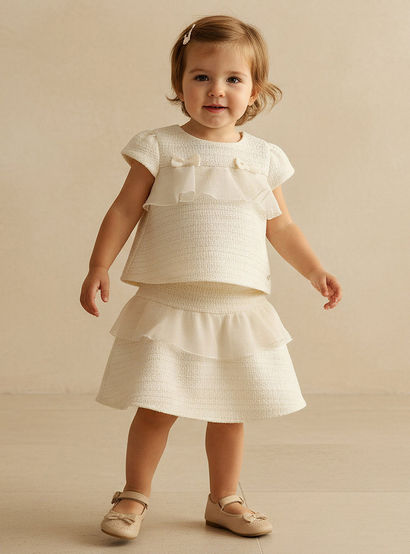Giggles Crew Neck Short Sleeves Top and Skirt Set with Ruffle Detail-baby-girls-clothing-setsandcoords-image-1