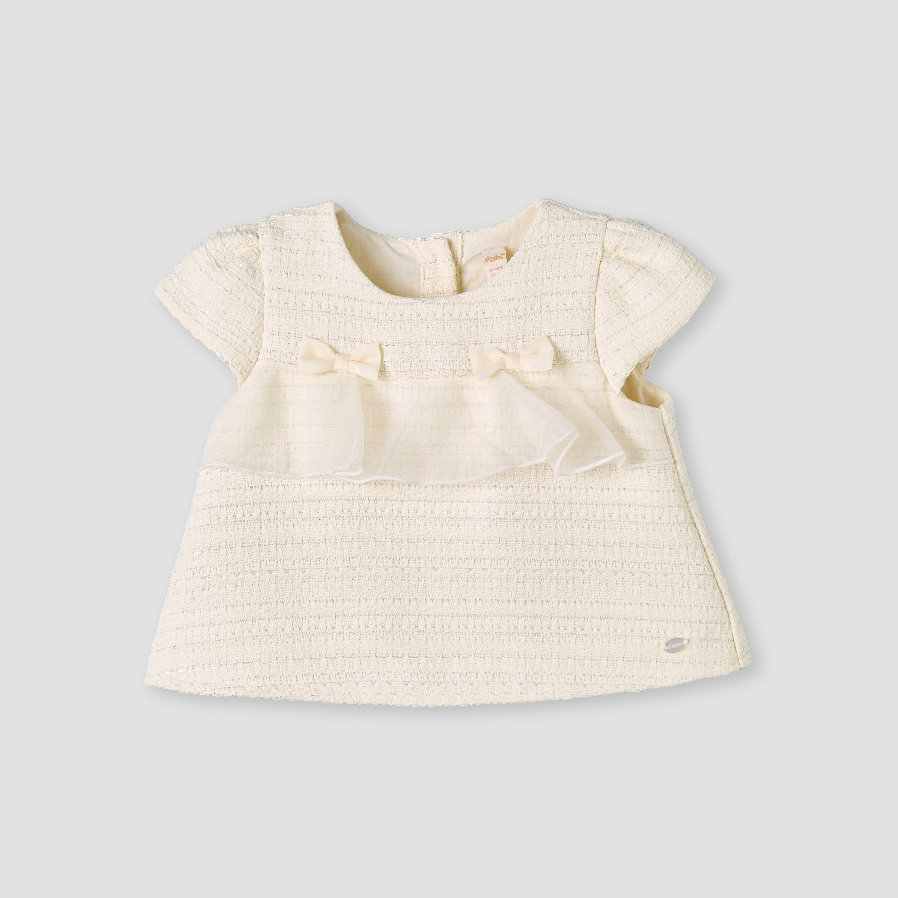 Giggles Crew Neck Short Sleeves Top and Skirt Set with Ruffle Detail