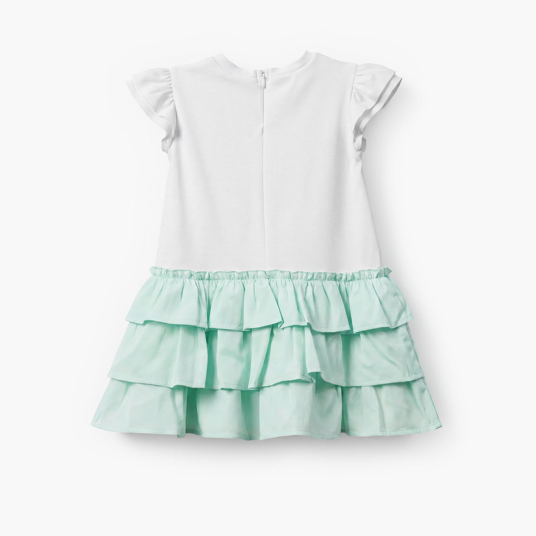Sanrio Round Neck Short Sleeves Knee Length Tiered Dress with Hello Kitty Print