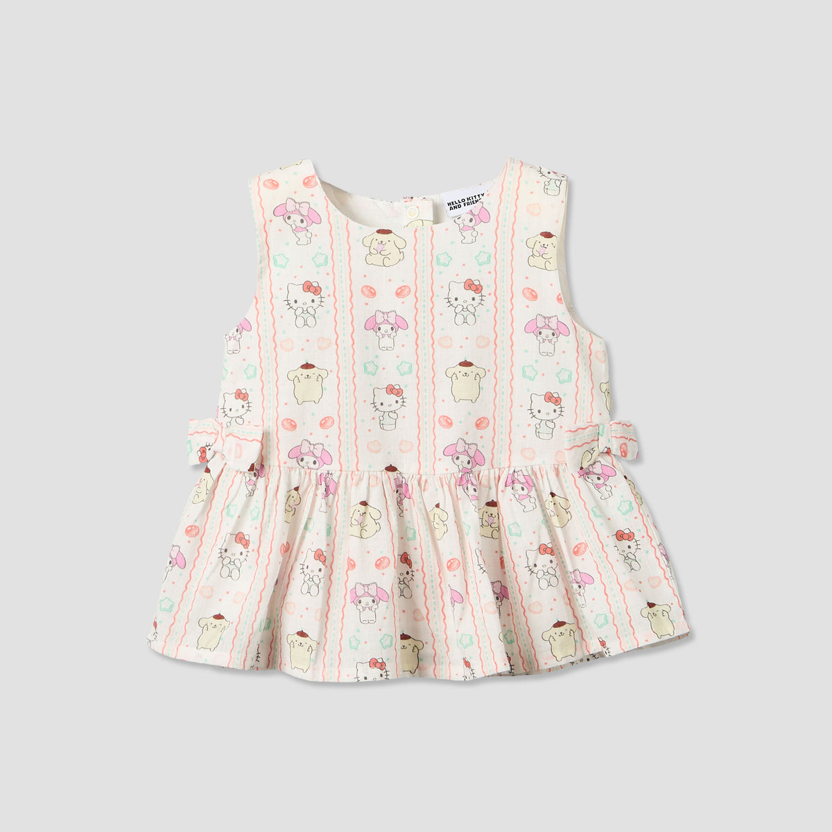 Sanrio Round Neck Sleeveless Top and Shorts Set with Hello Kitty and Friends Print
