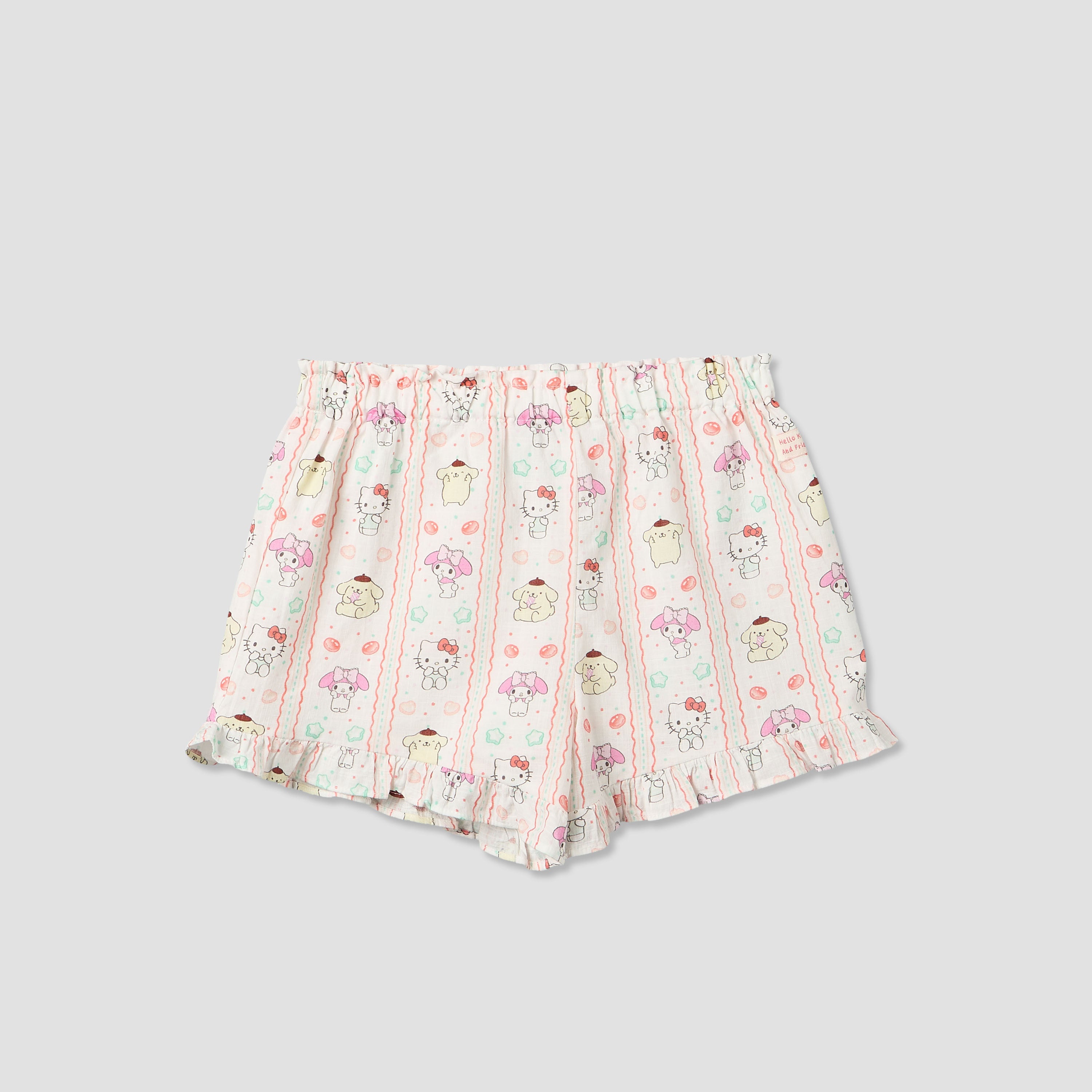 Sanrio Round Neck Sleeveless Top and Shorts Set with Hello Kitty and Friends Print