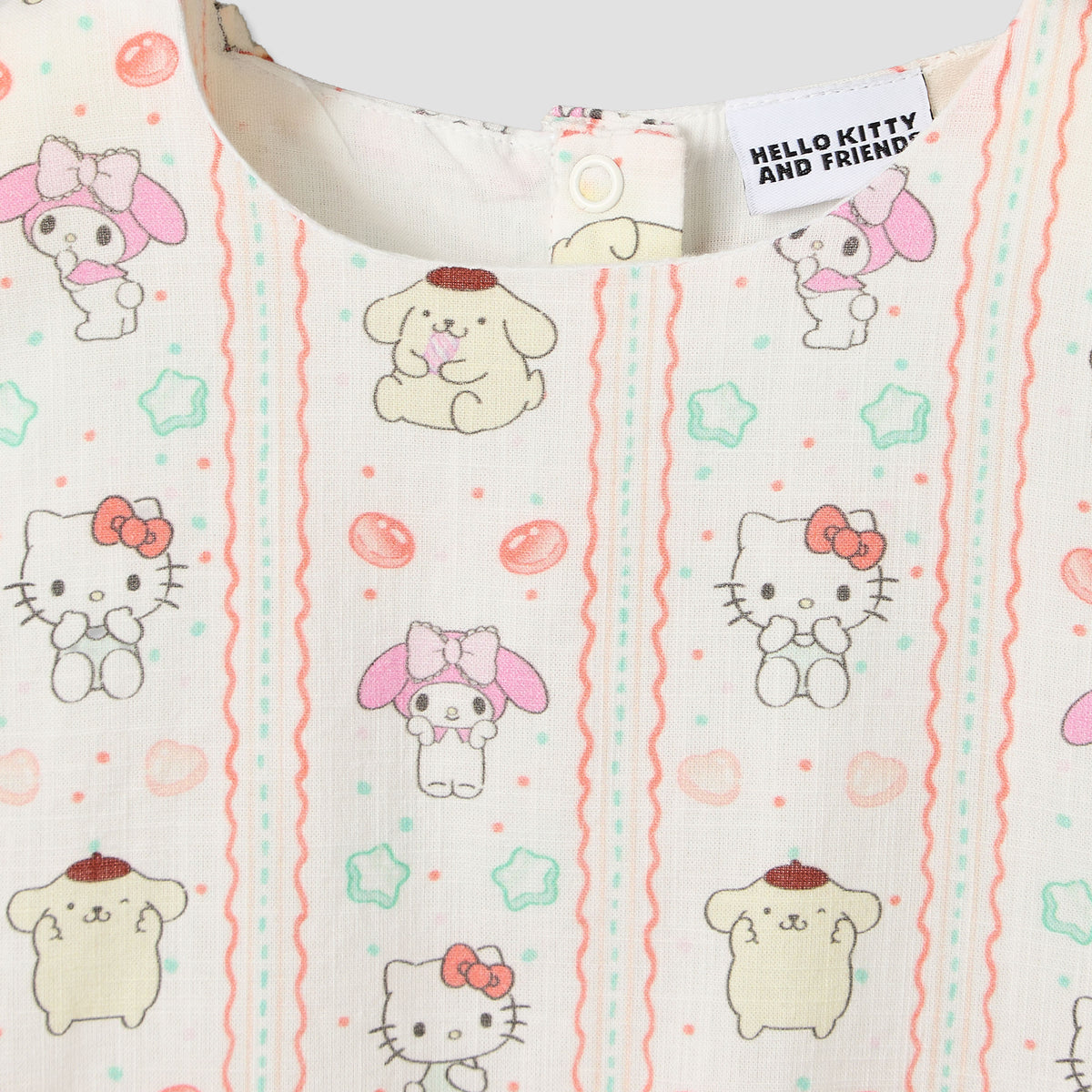Sanrio Round Neck Sleeveless Top and Shorts Set with Hello Kitty and Friends Print
