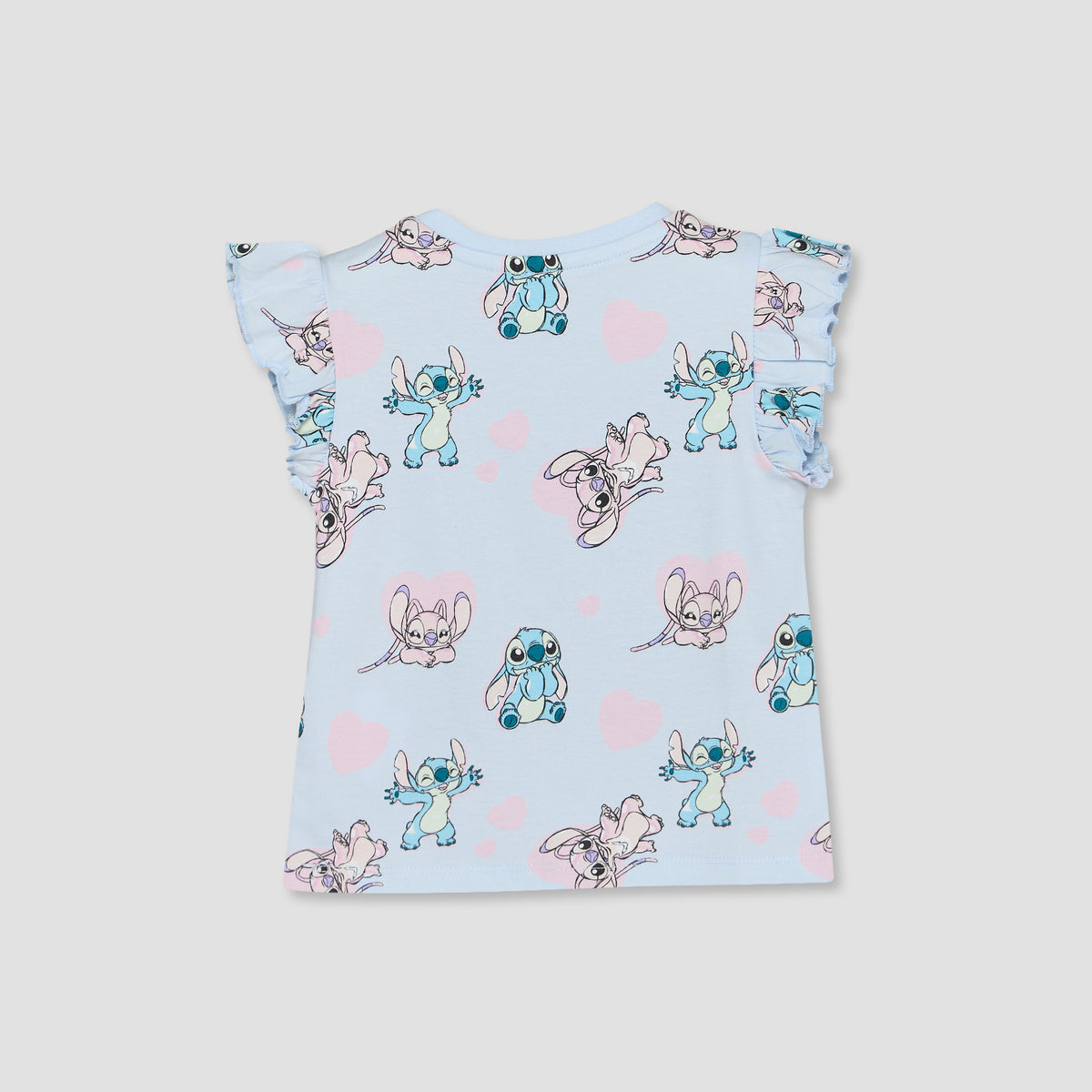 Pack of 2 Disney Crew Neck Short Sleeves T-shirt with Stitch and Angel Print
