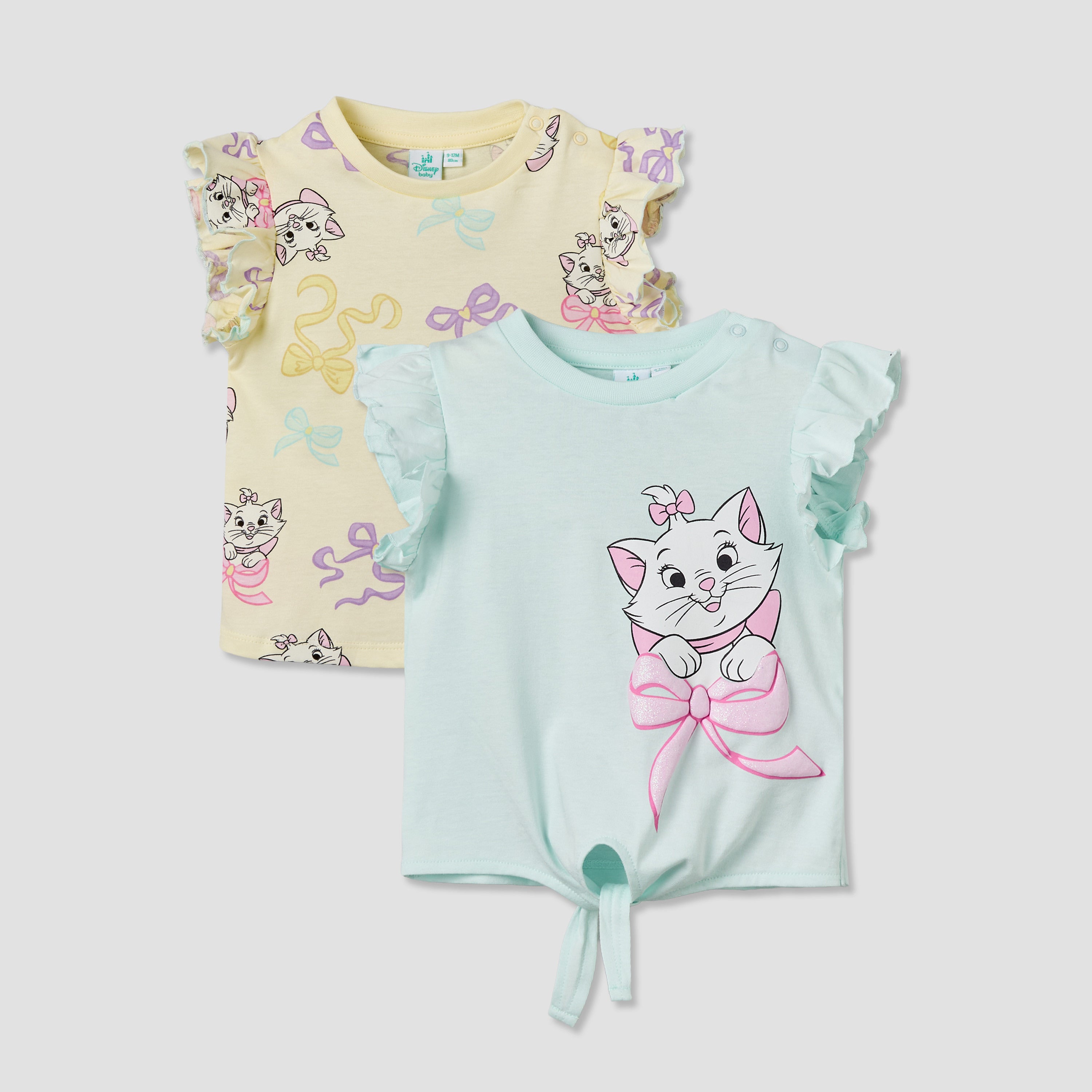 Pack of 2 Disney Round Neck Short Sleeves T-shirt with Marie Print